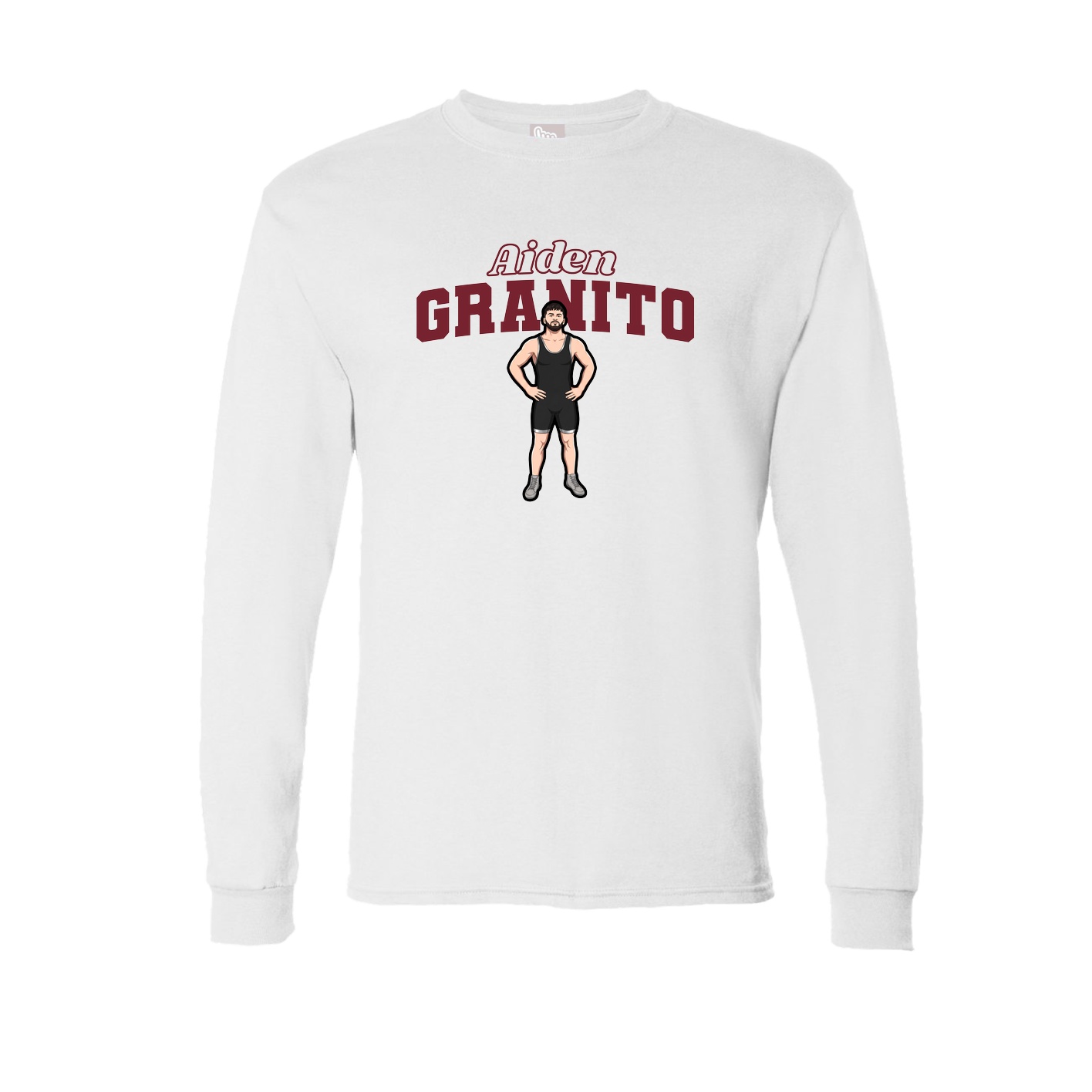 Long Sleeve Tee — Name Arch in White