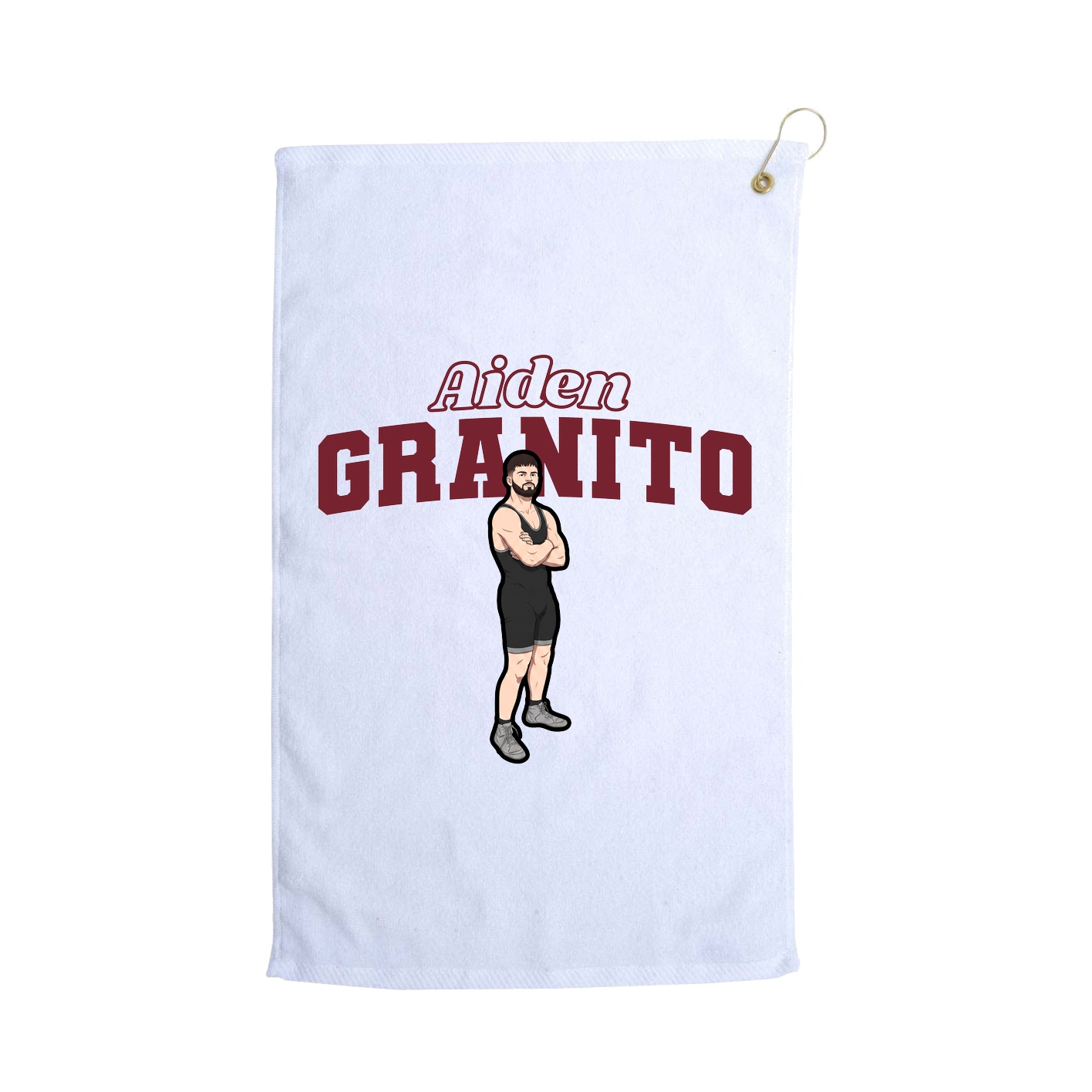 Golf Towel — Name Arch in White