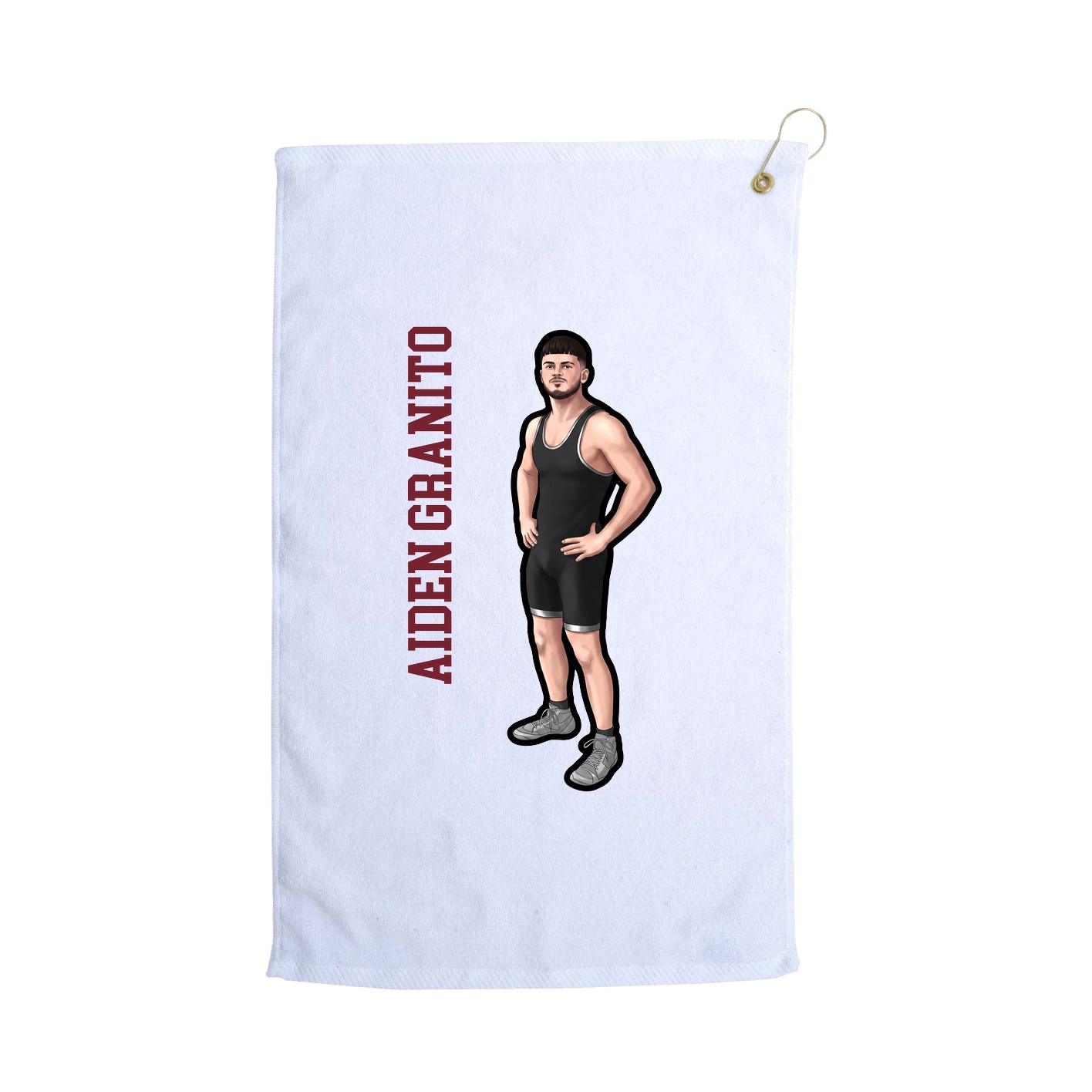 Golf Towel — Name Vertical in White