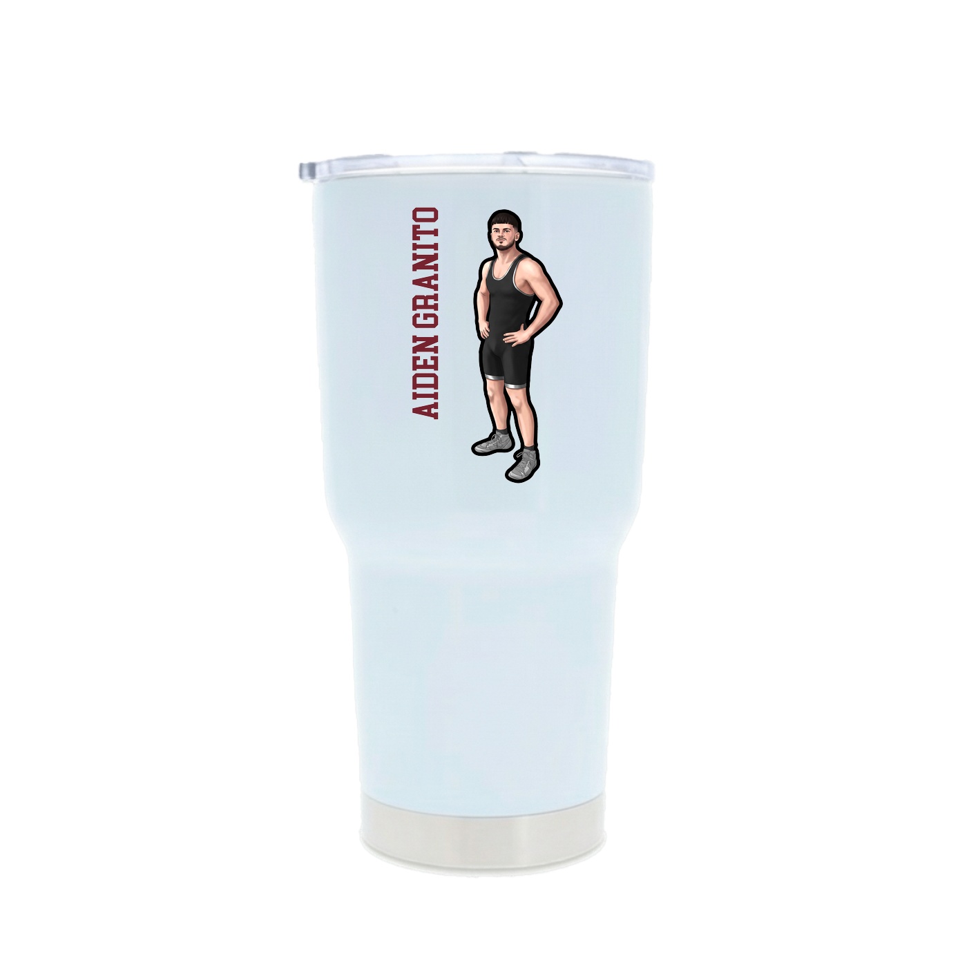 30oz Stainless Steel Tumbler — Name Vertical in White