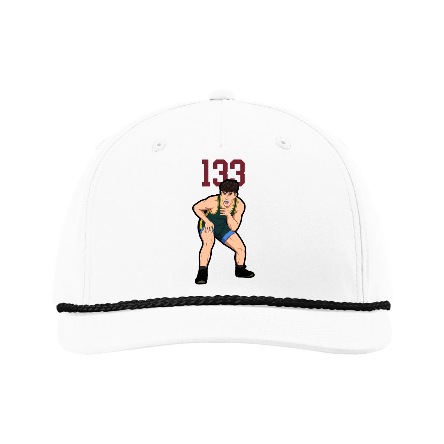 Five-Panel Classic Rope Cap — Number Top in White
