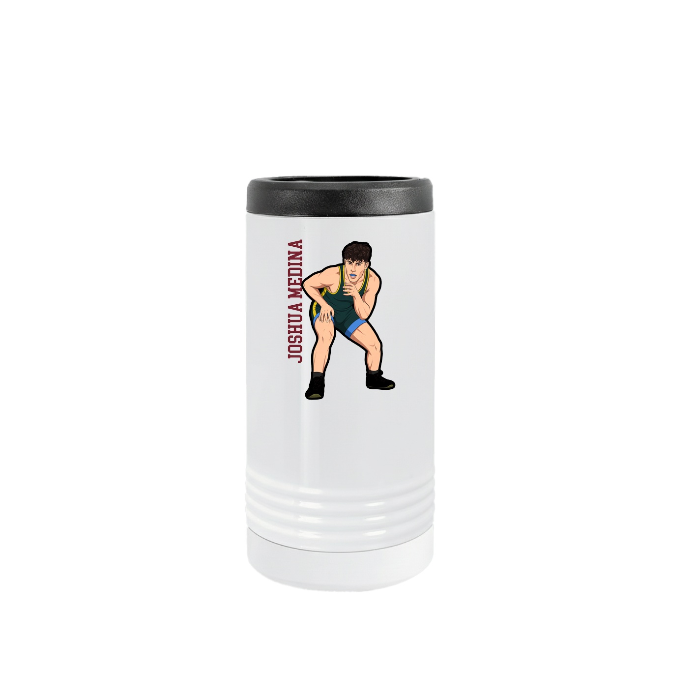 Slim Beverage Holder — Name Vertical in White