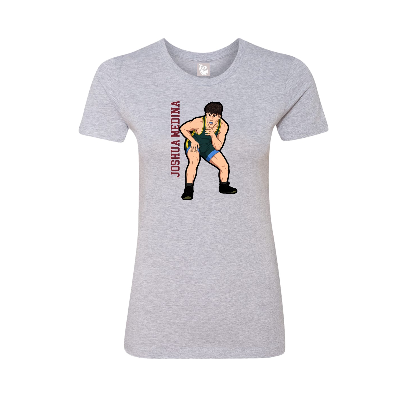 Fitted Women's Tee — Name Vertical in Grey