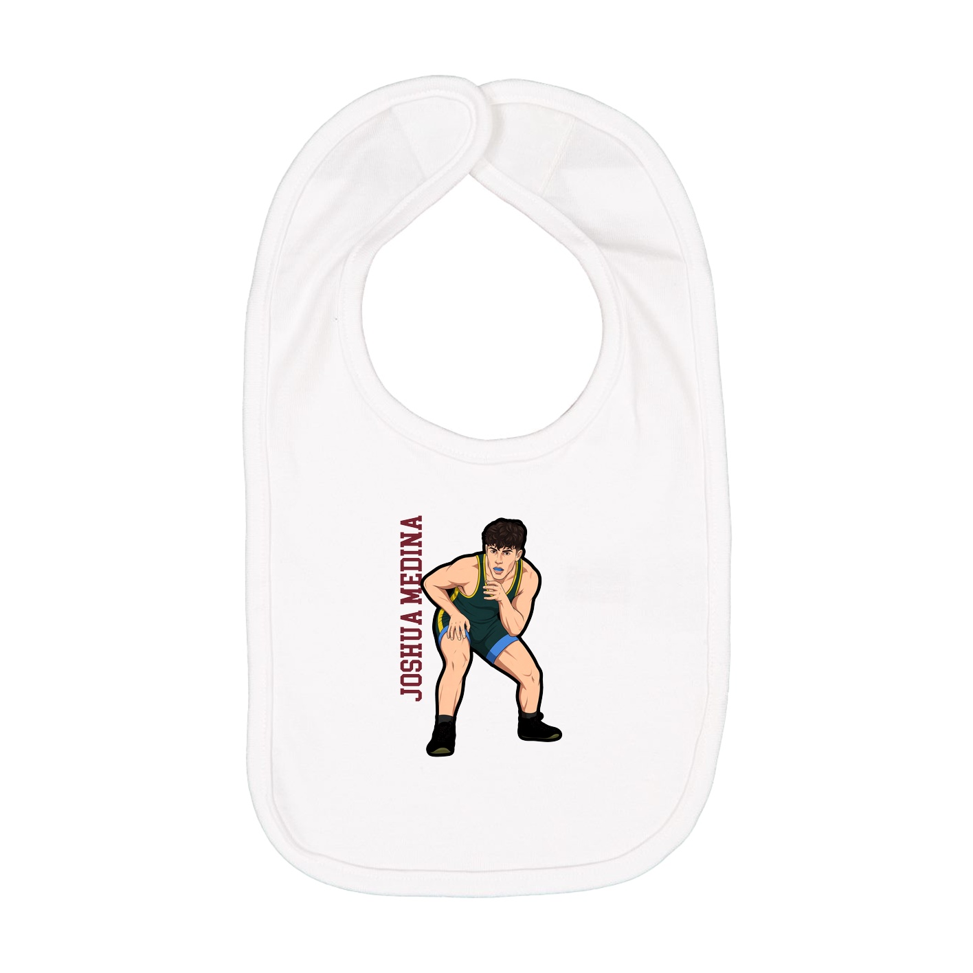 Infant Bib — Name Vertical in White
