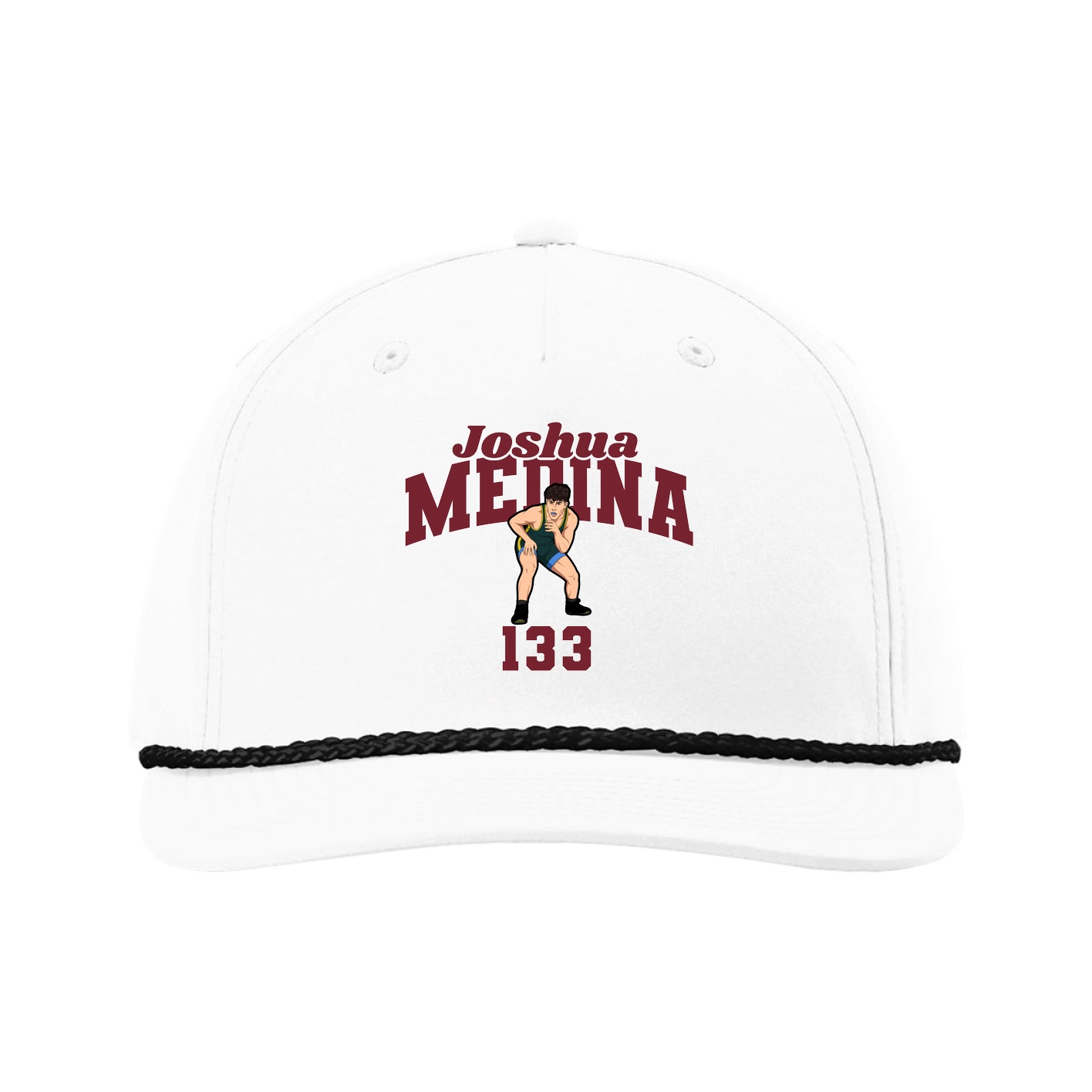 Five-Panel Classic Rope Cap — Signature Arch in White