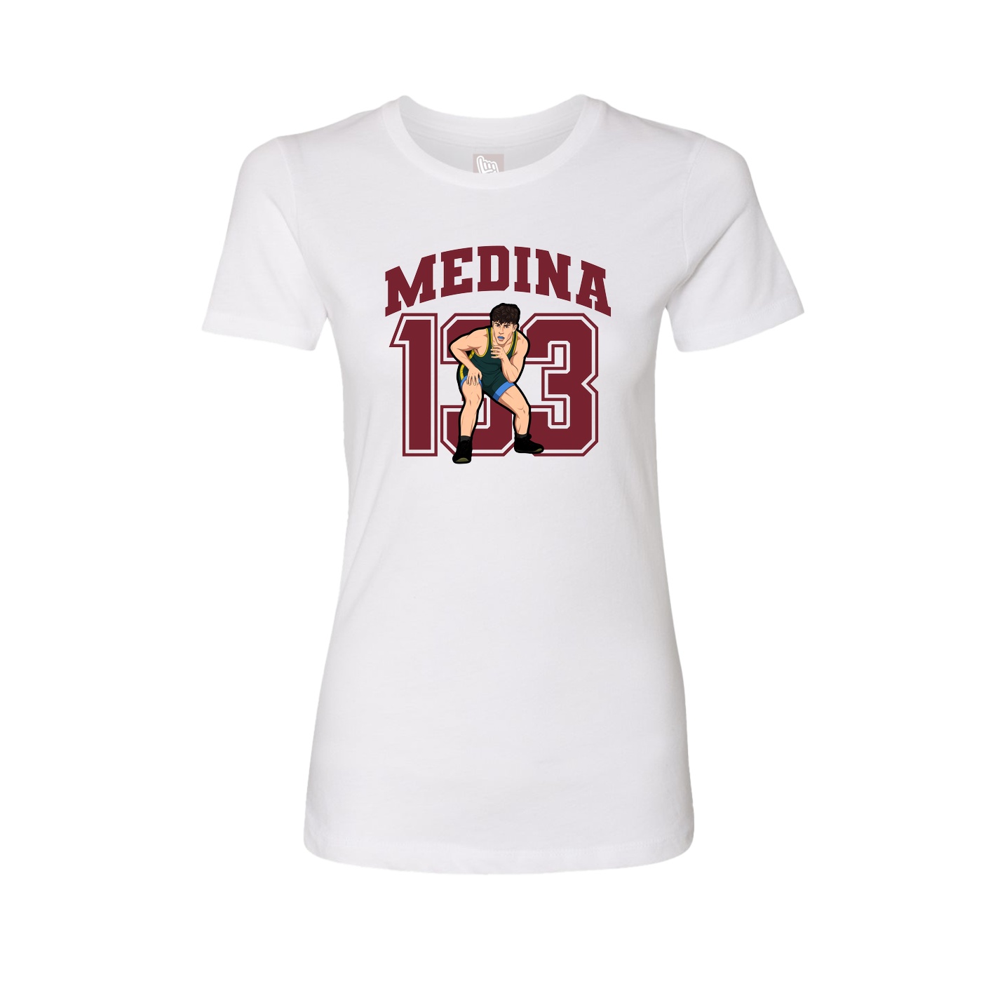 Fitted Women's Tee — Number in White
