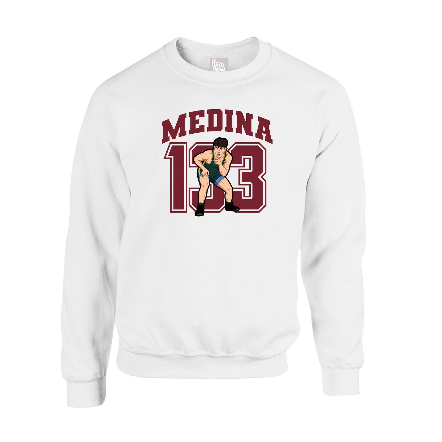 Fleece Crew — Number in White