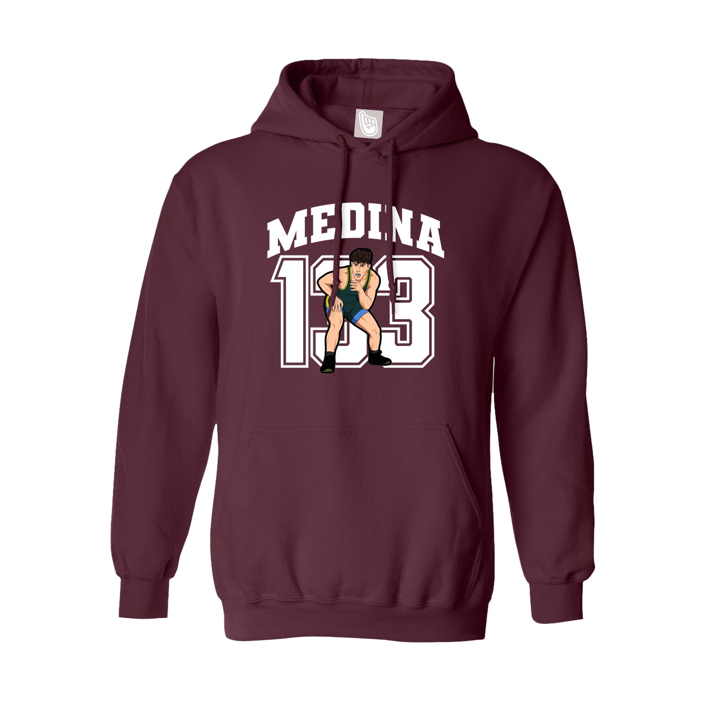 Youth Hoodie — Number in Maroon