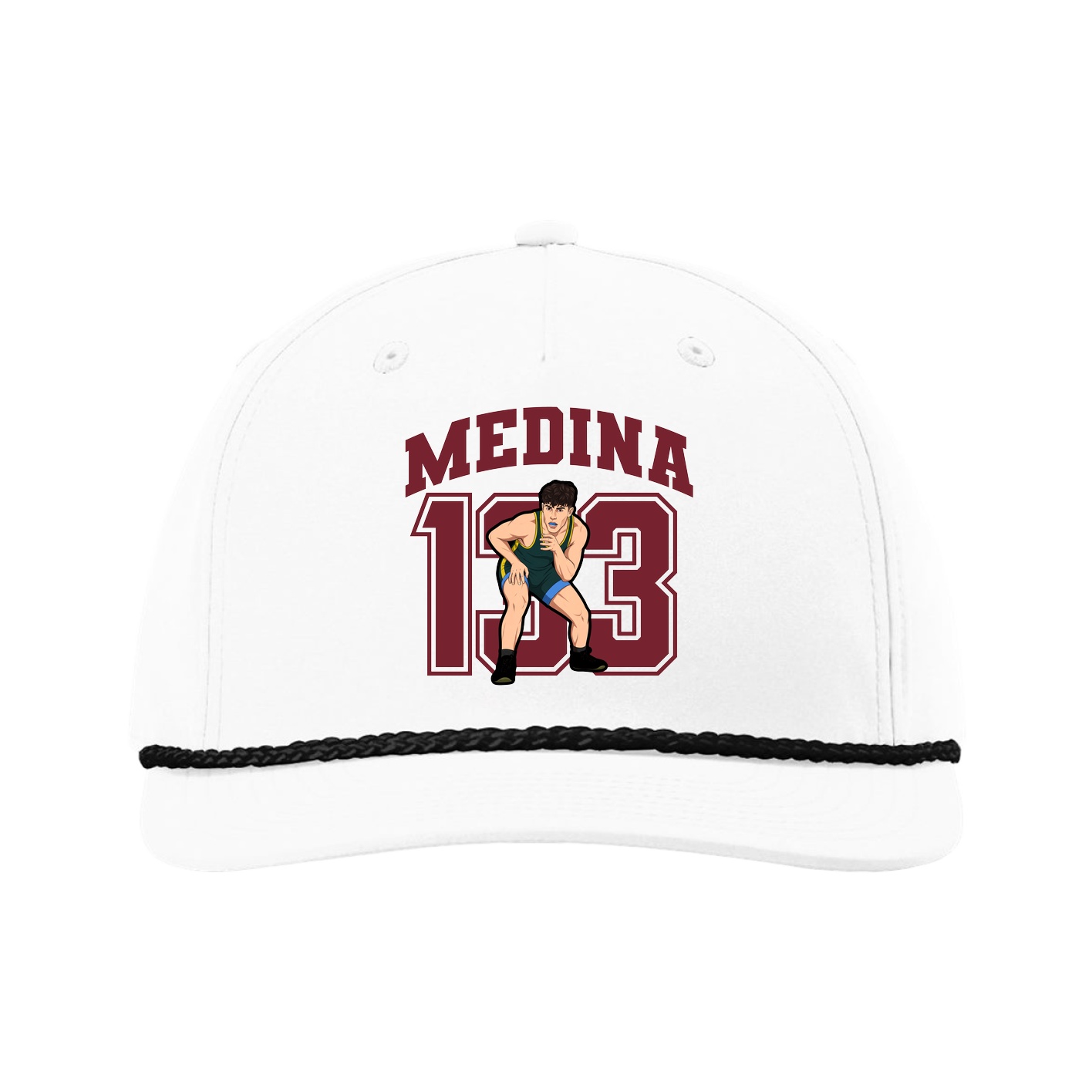 Five-Panel Classic Rope Cap — Number in White