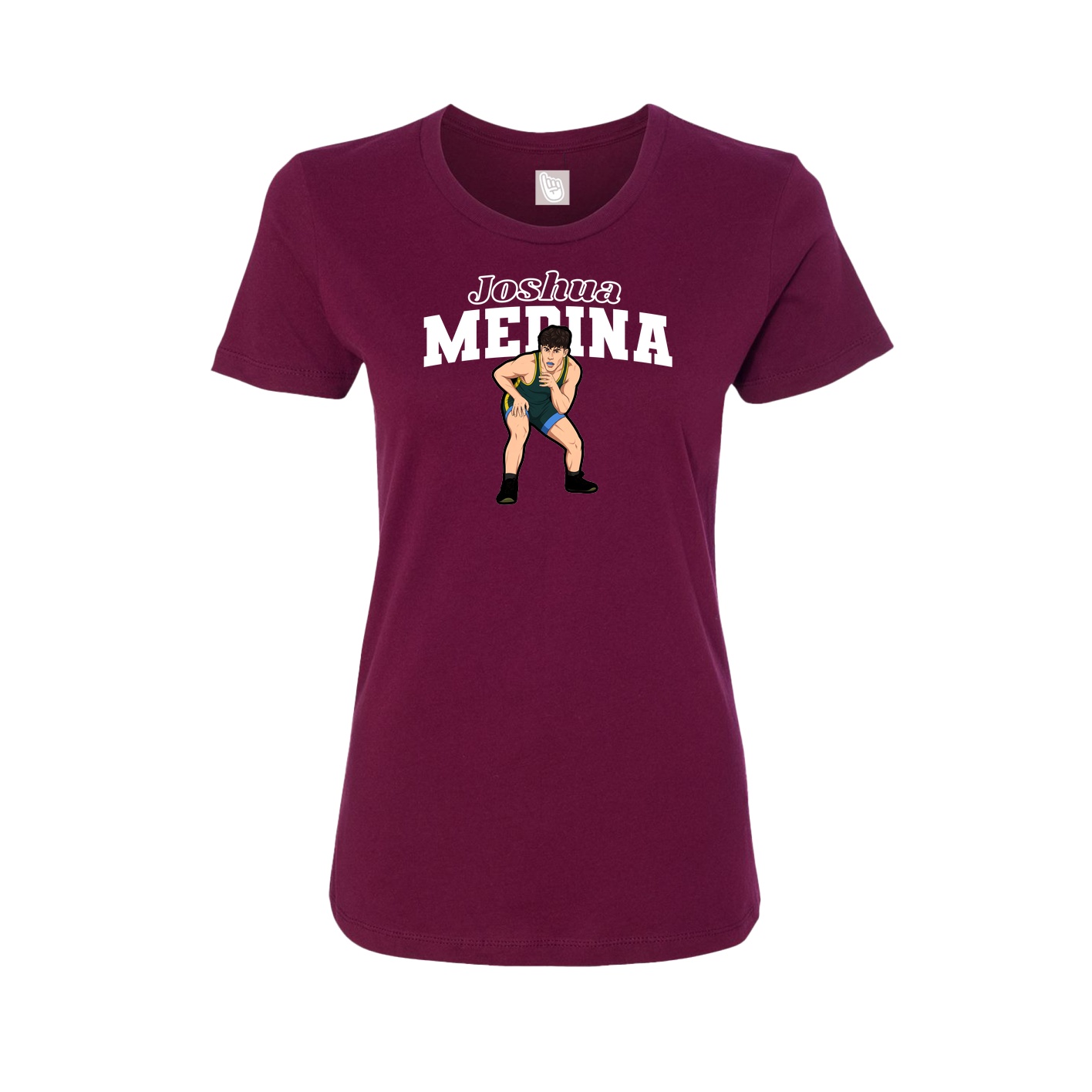 Fitted Women's Tee — Name Arch in Maroon