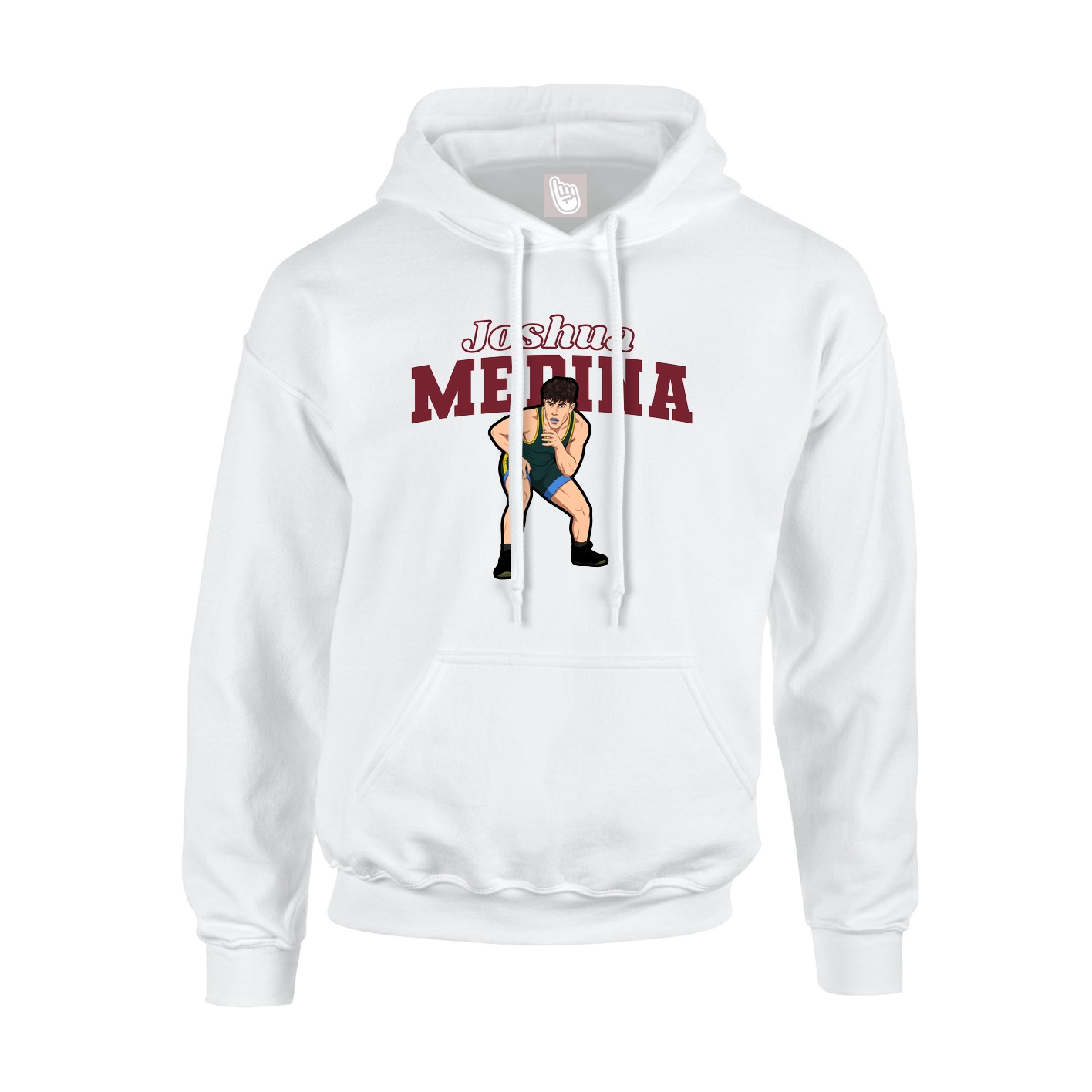 Youth Hoodie — Name Arch in White