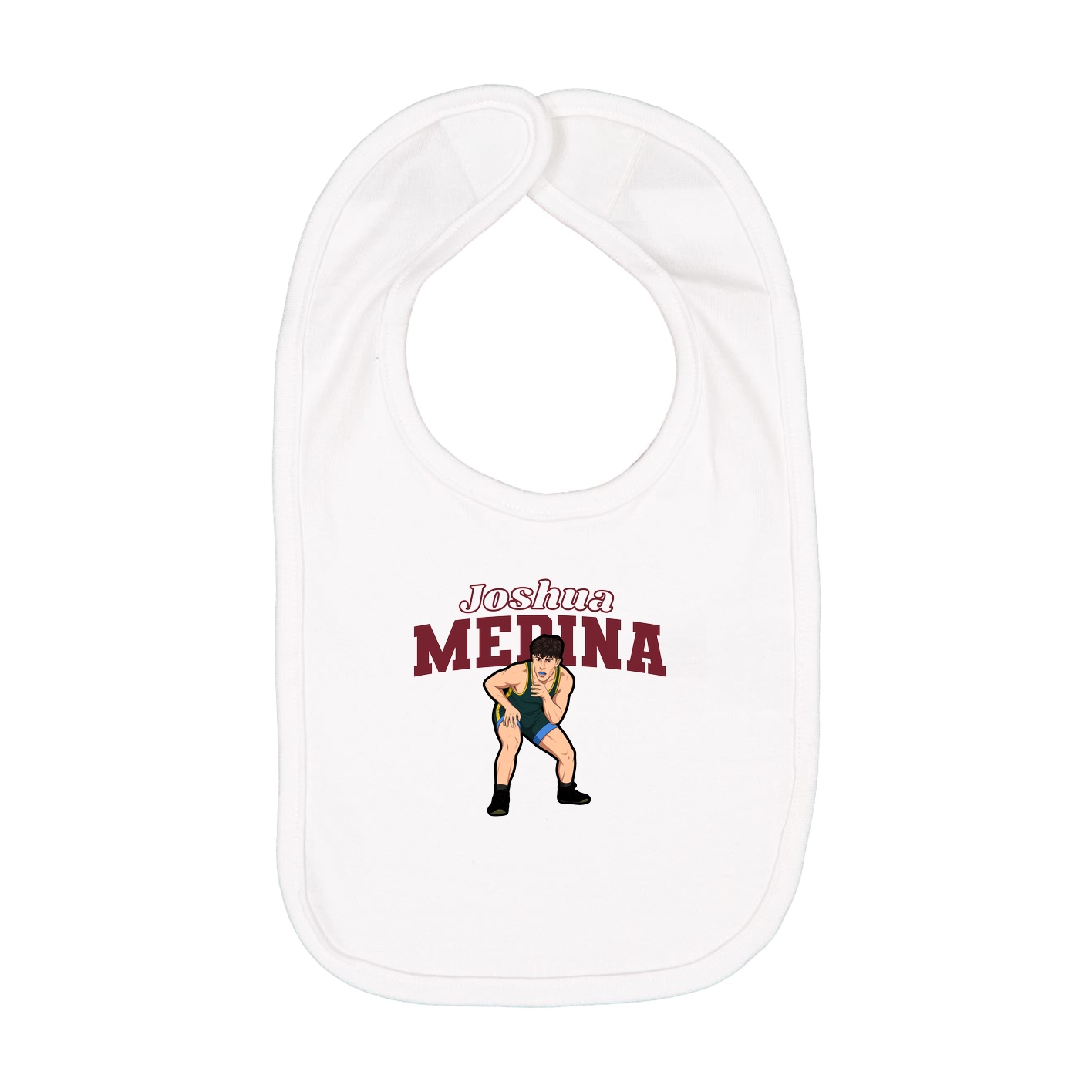 Infant Bib — Name Arch in White