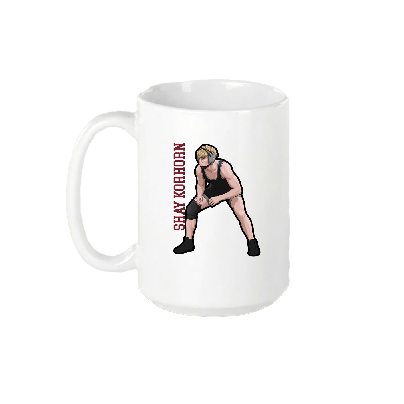 15oz Coffee Mug — Name Vertical in White
