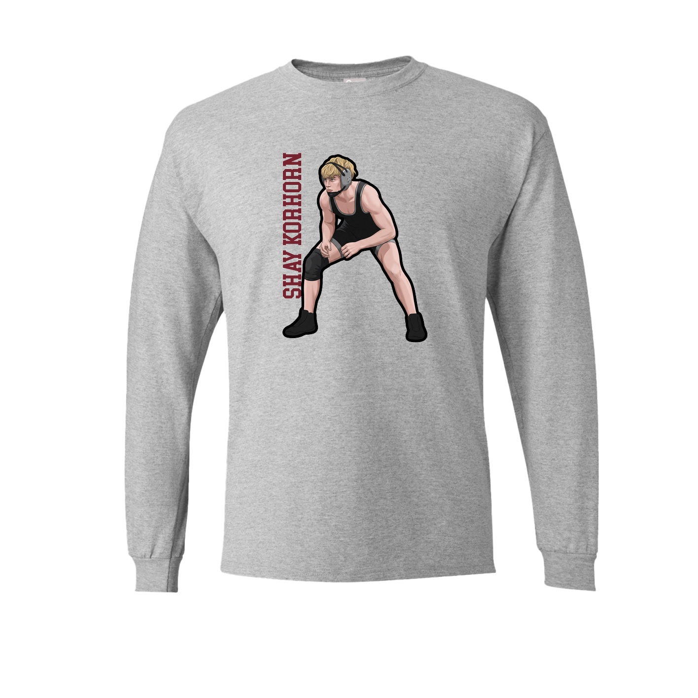 Long Sleeve Tee — Name Vertical in Grey