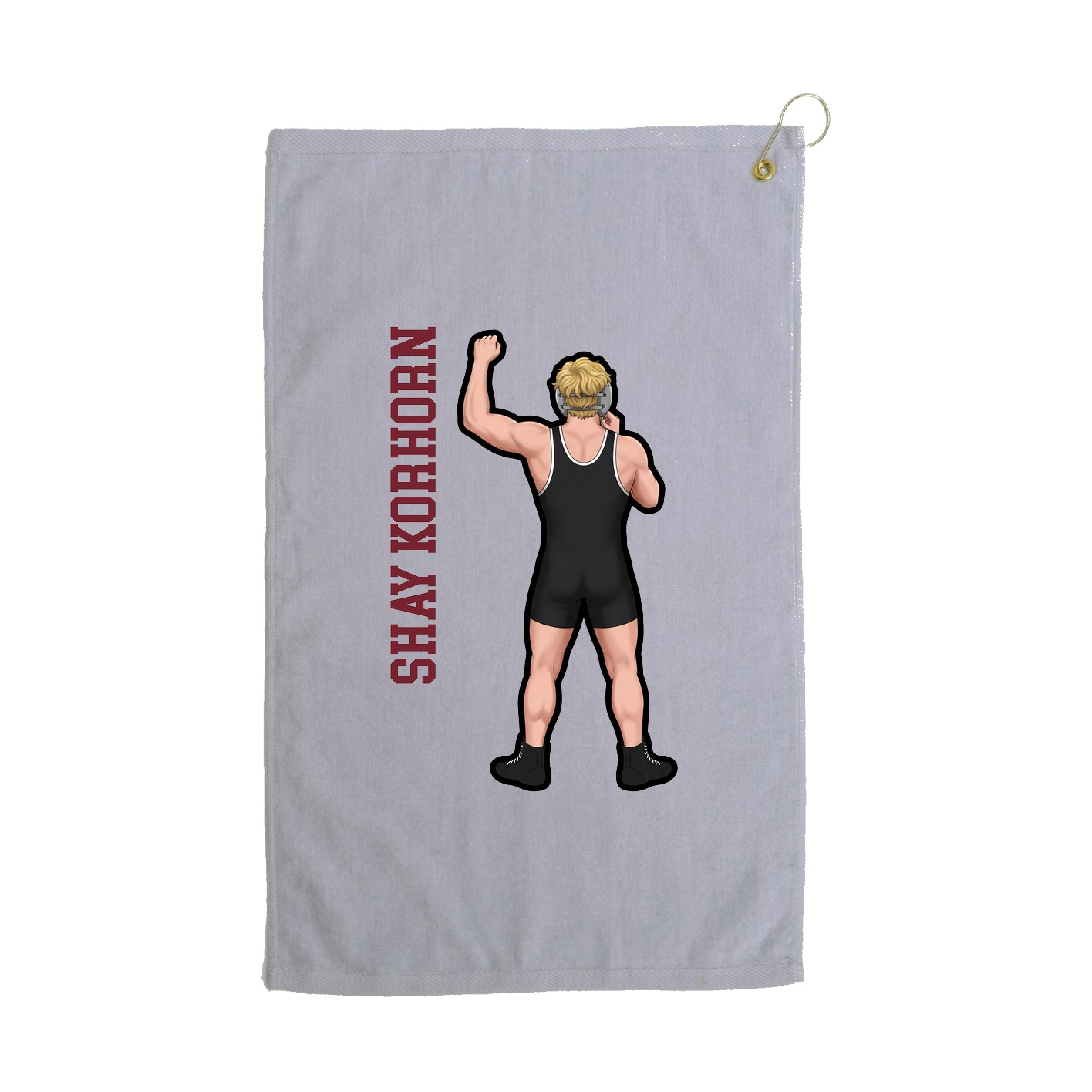 Golf Towel — Name Vertical in Grey