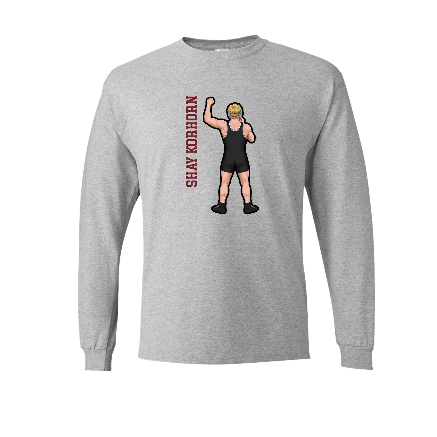 Long Sleeve Tee — Name Vertical in Grey