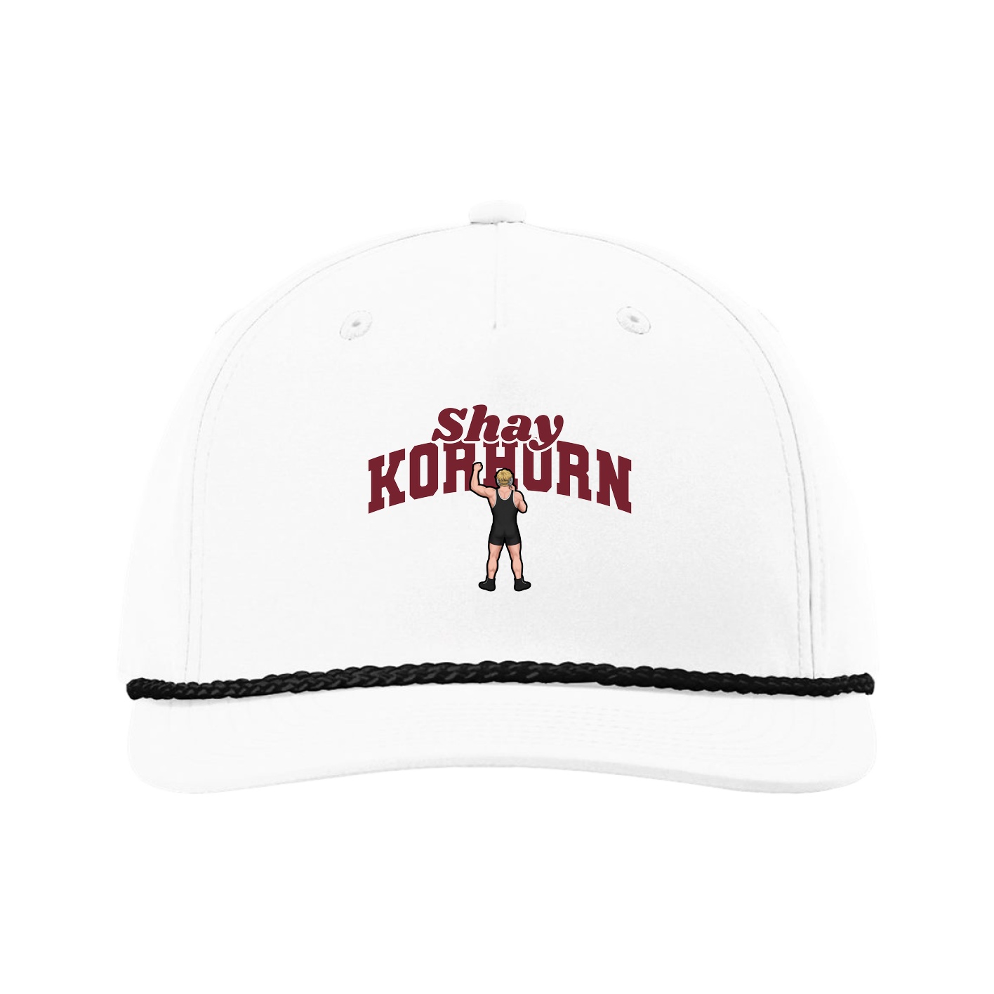 Five-Panel Classic Rope Cap — Signature Arch in White