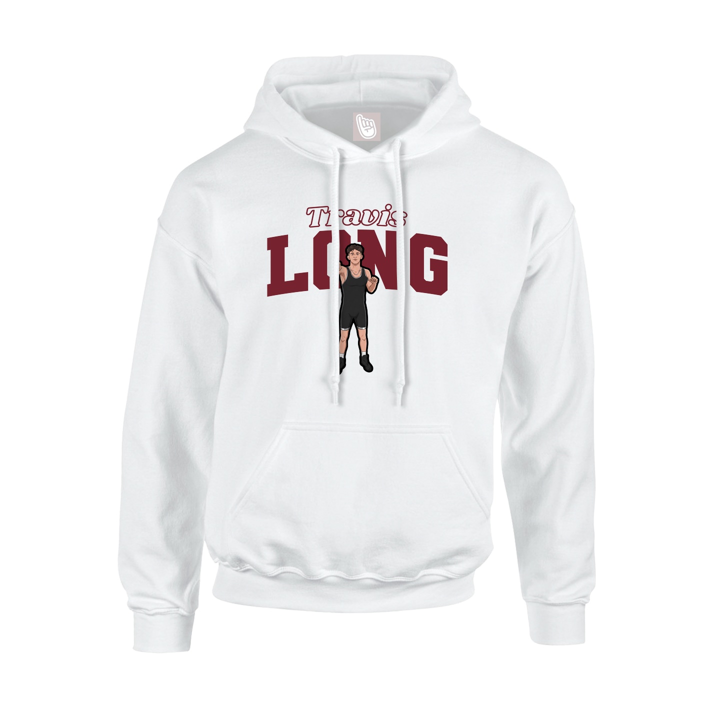 Youth Hoodie — Name Arch in White