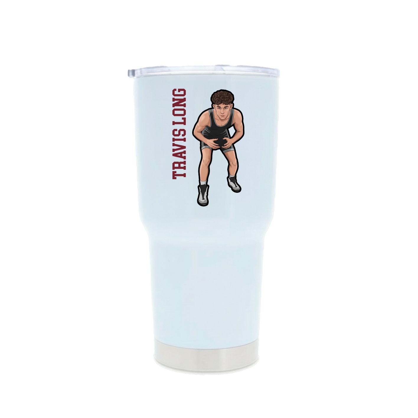 30oz Stainless Steel Tumbler — Name Vertical in White