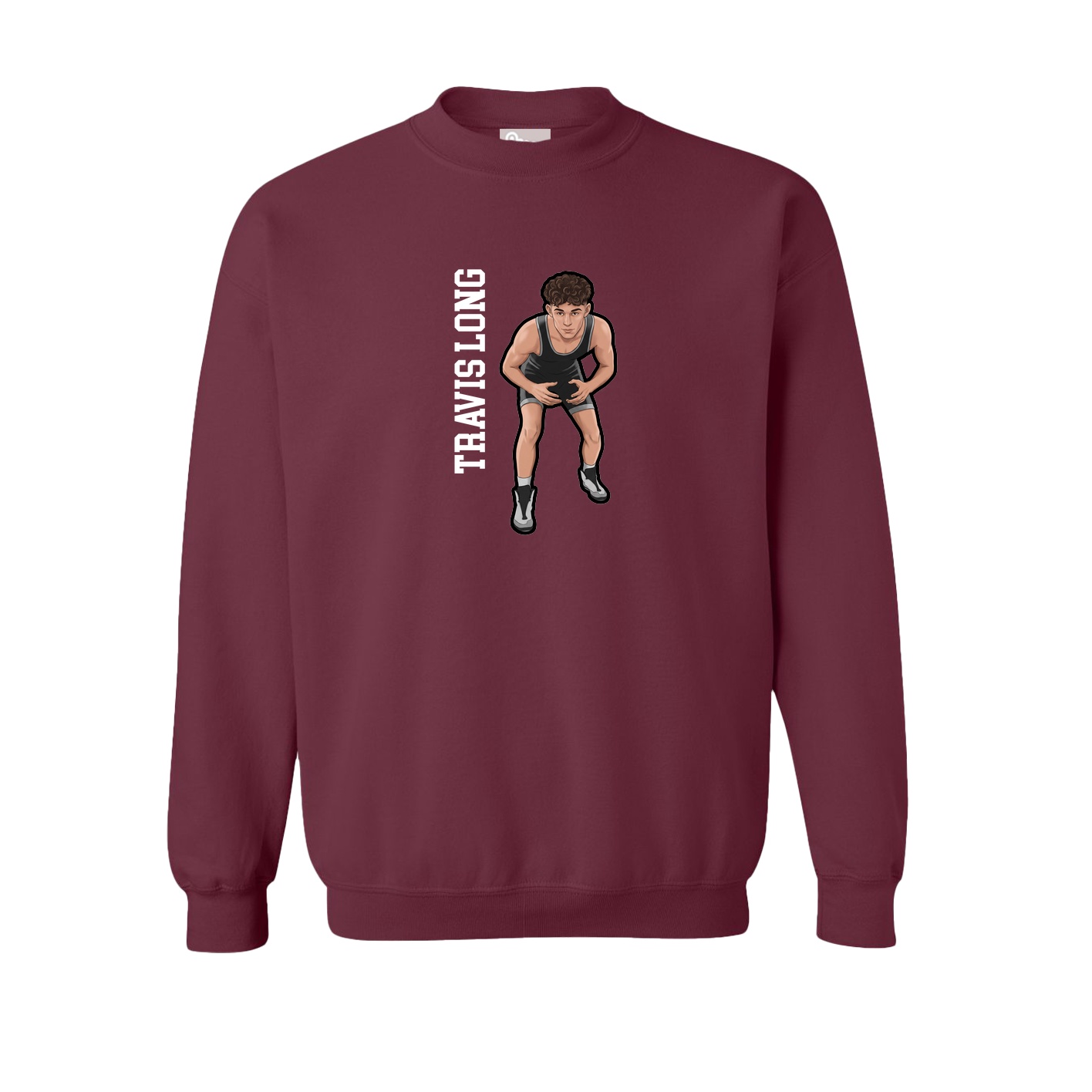 Fleece Crew — Name Vertical in Maroon