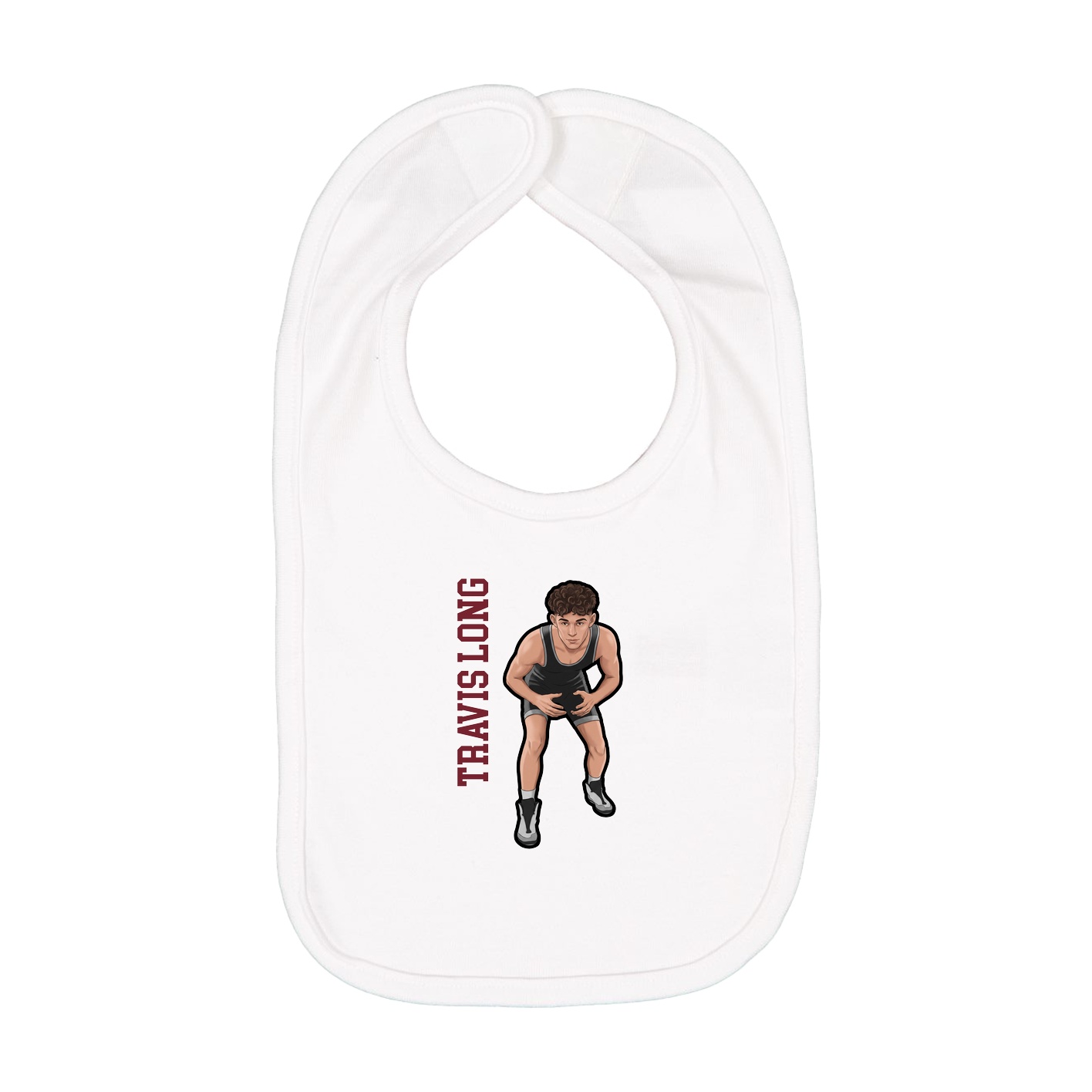 Infant Bib — Name Vertical in White