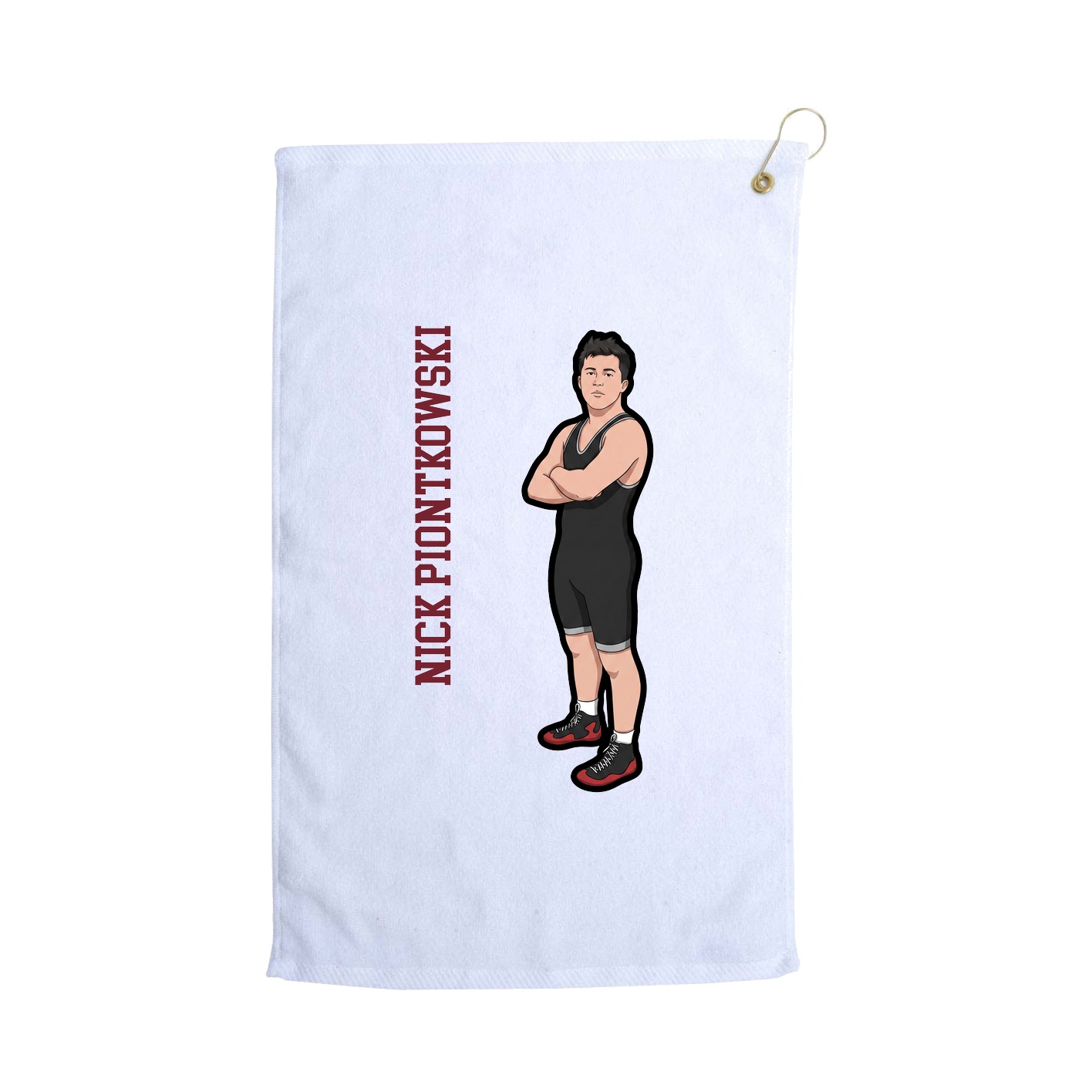 Golf Towel — Name Vertical in White