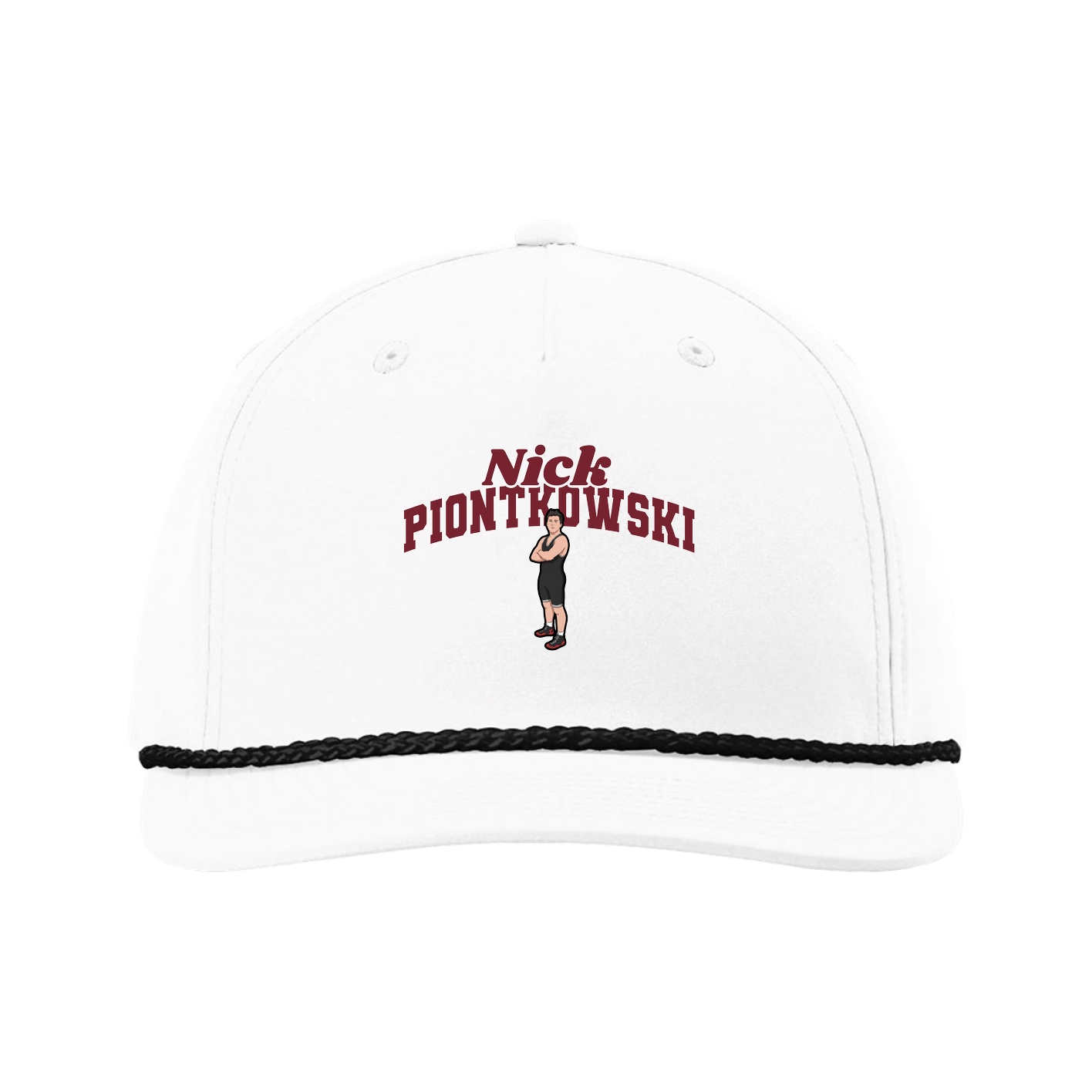 Five-Panel Classic Rope Cap — Signature Arch in White