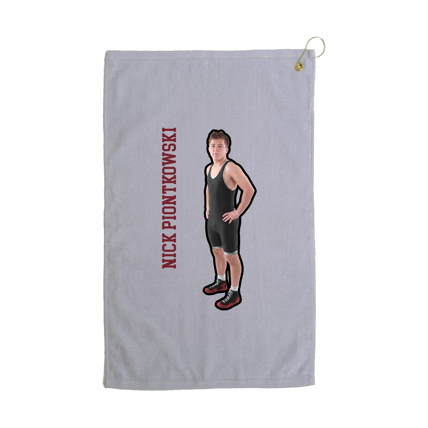 Golf Towel — Name Vertical in Grey