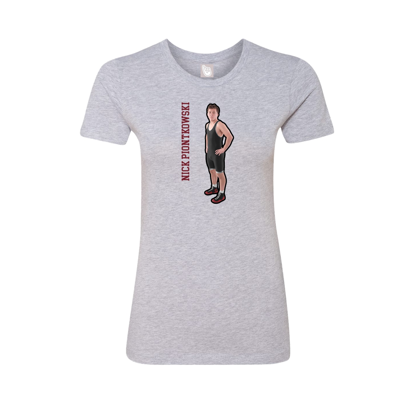 Fitted Women's Tee — Name Vertical in Grey