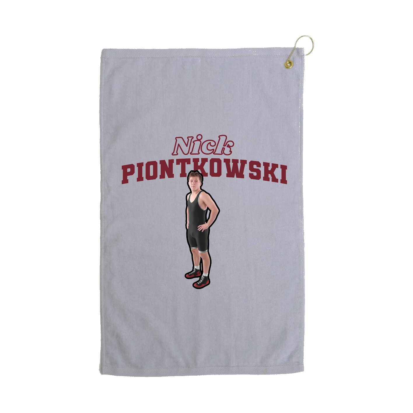 Golf Towel — Name Arch in Grey