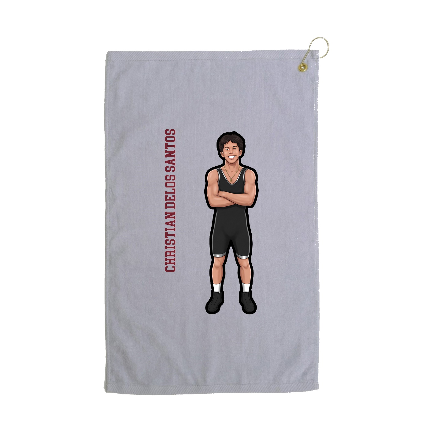 Golf Towel — Name Vertical in Grey