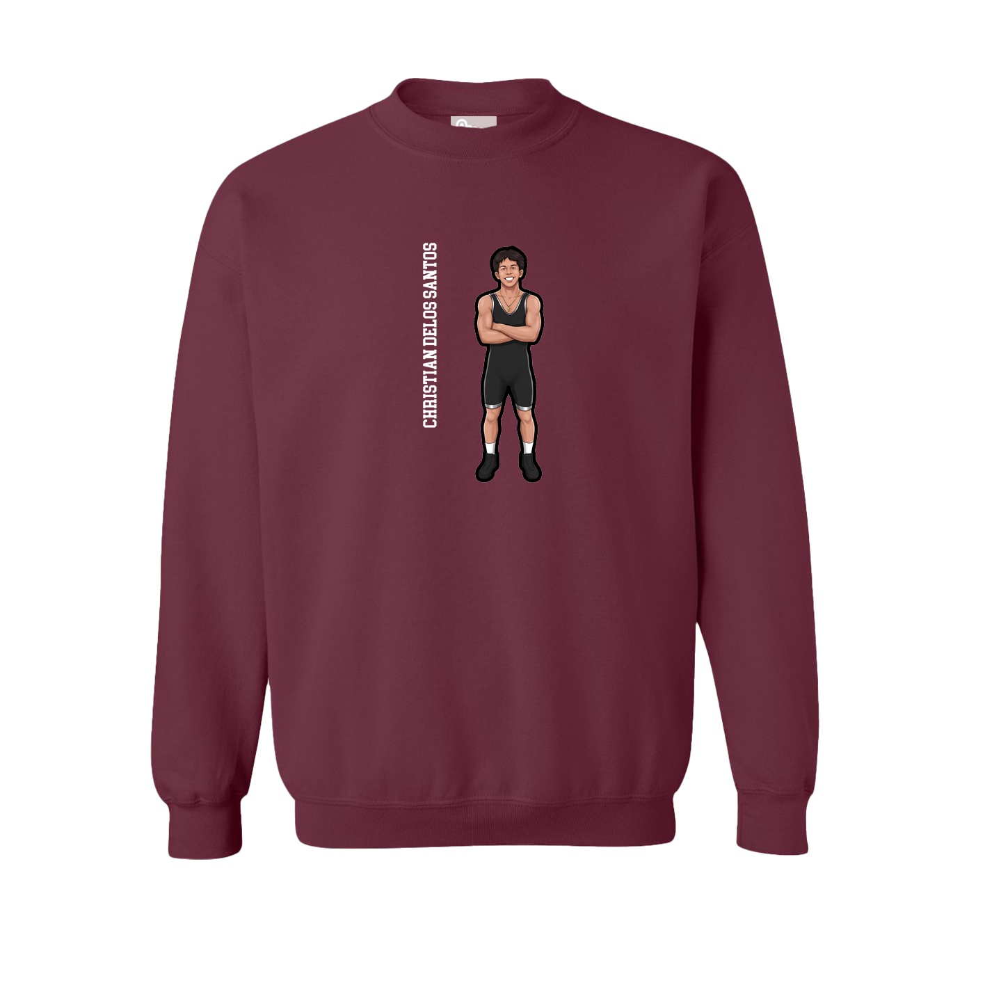 Fleece Crew — Name Vertical in Maroon