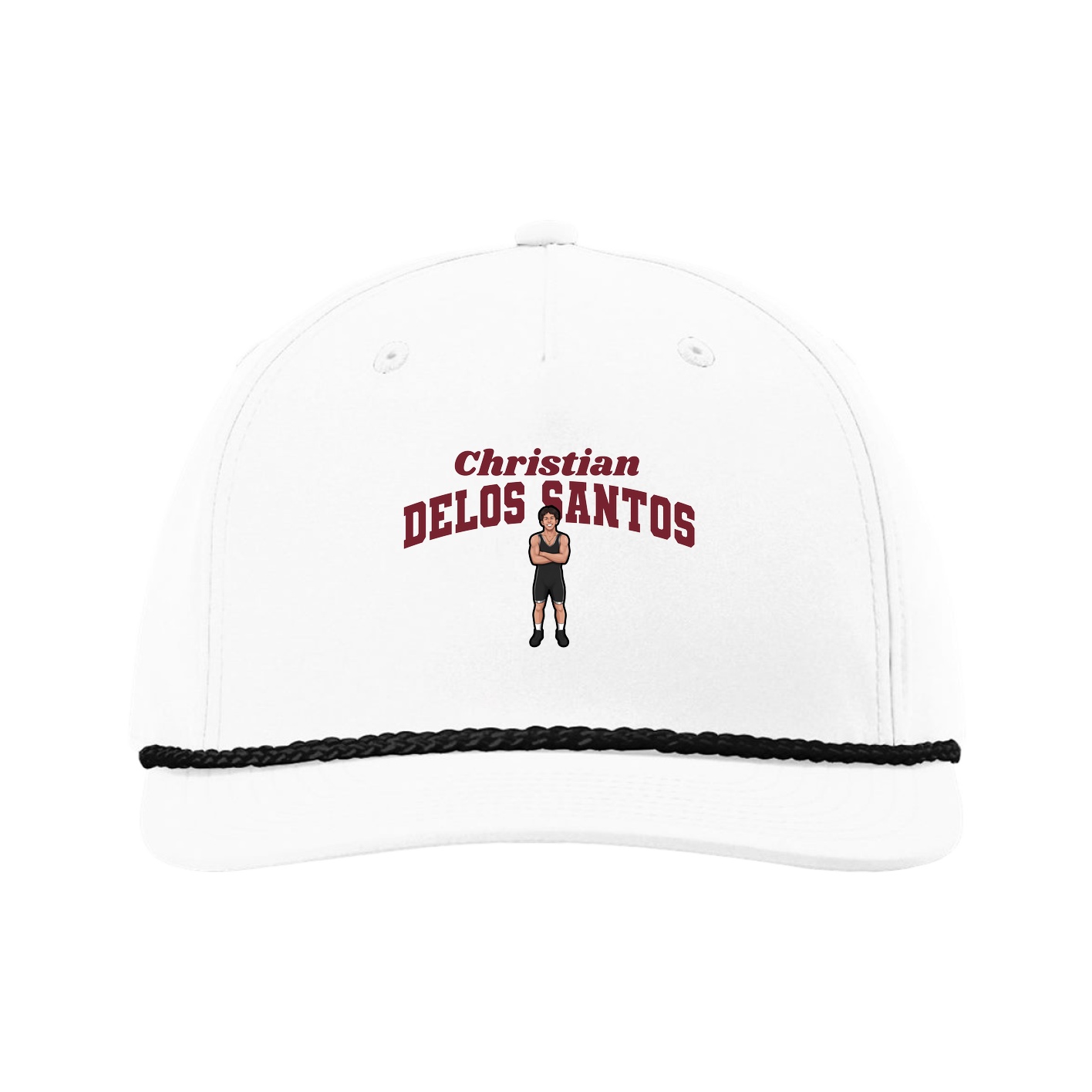 Five-Panel Classic Rope Cap — Signature Arch in White