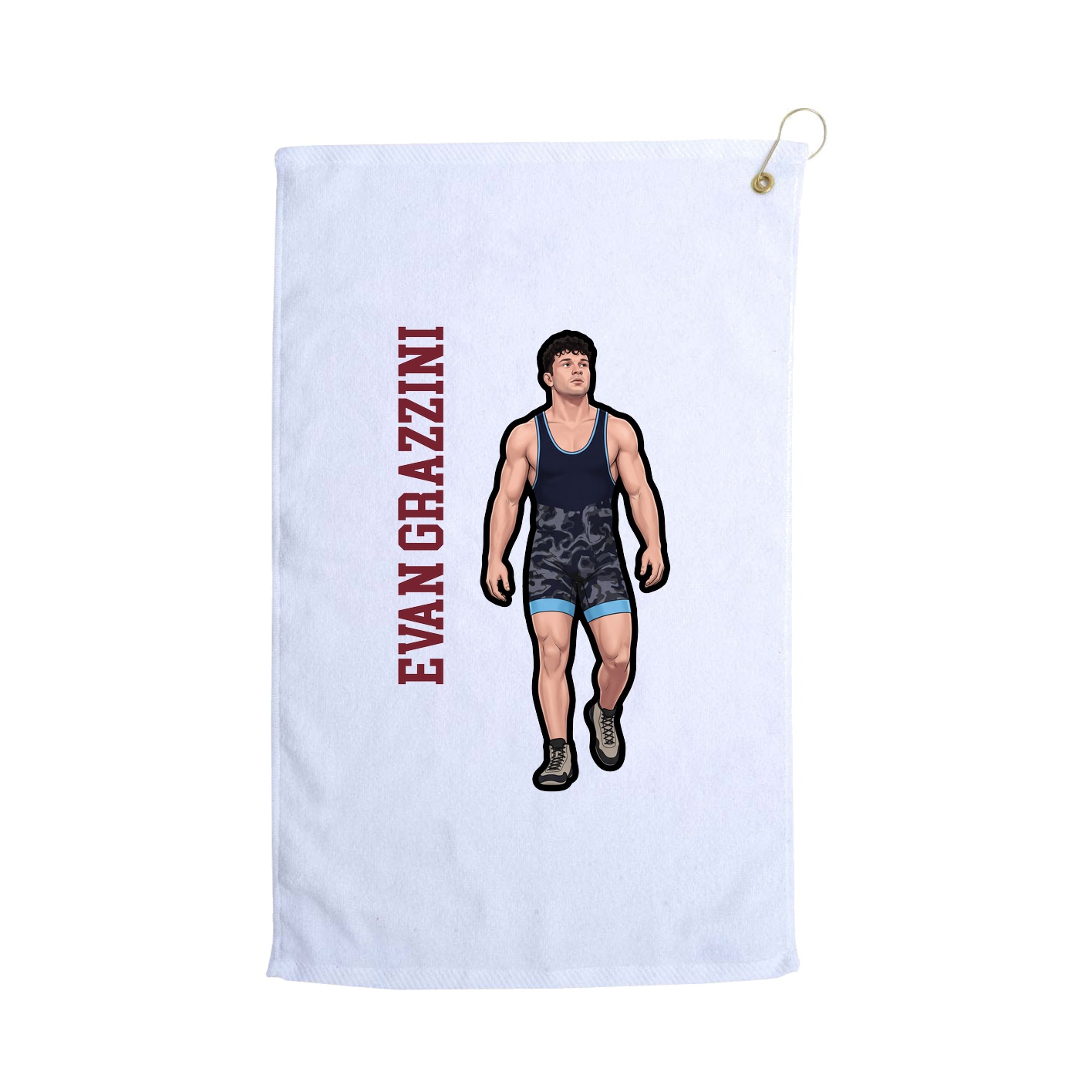 Golf Towel — Name Vertical in White