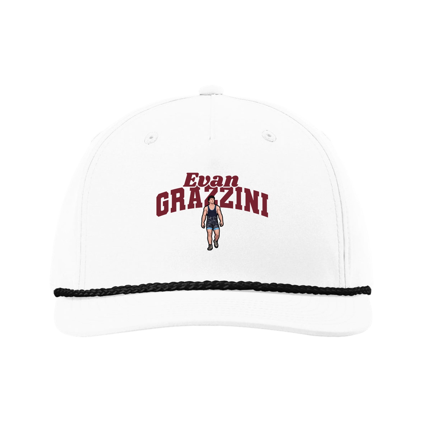 Five-Panel Classic Rope Cap — Signature Arch in White