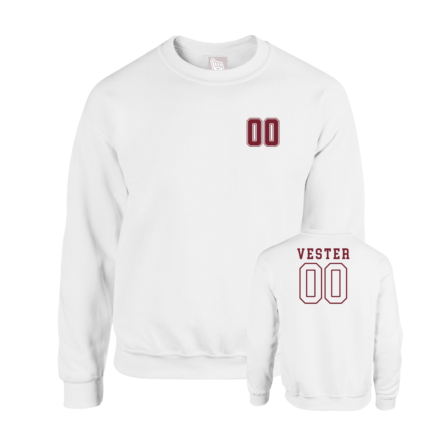 Fleece Crew — Chest Back in White