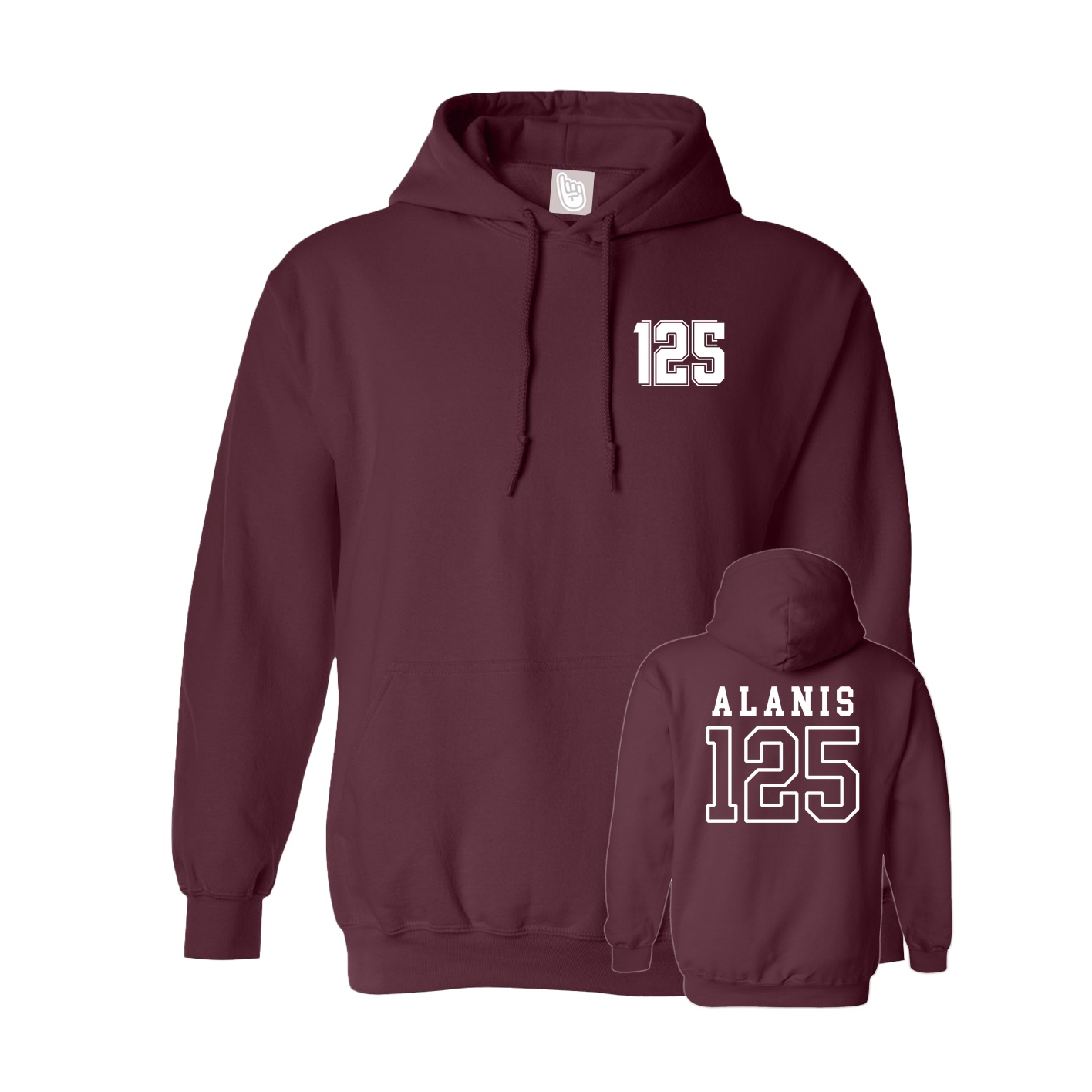 Hoodie — Chest Back in Maroon