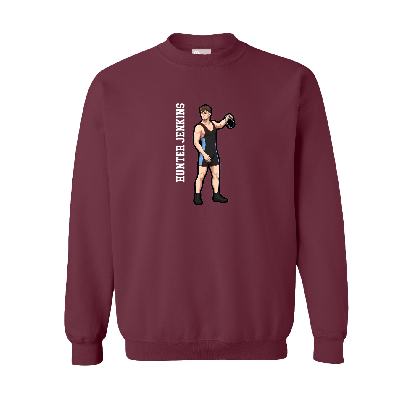 Fleece Crew — Name Vertical in Maroon