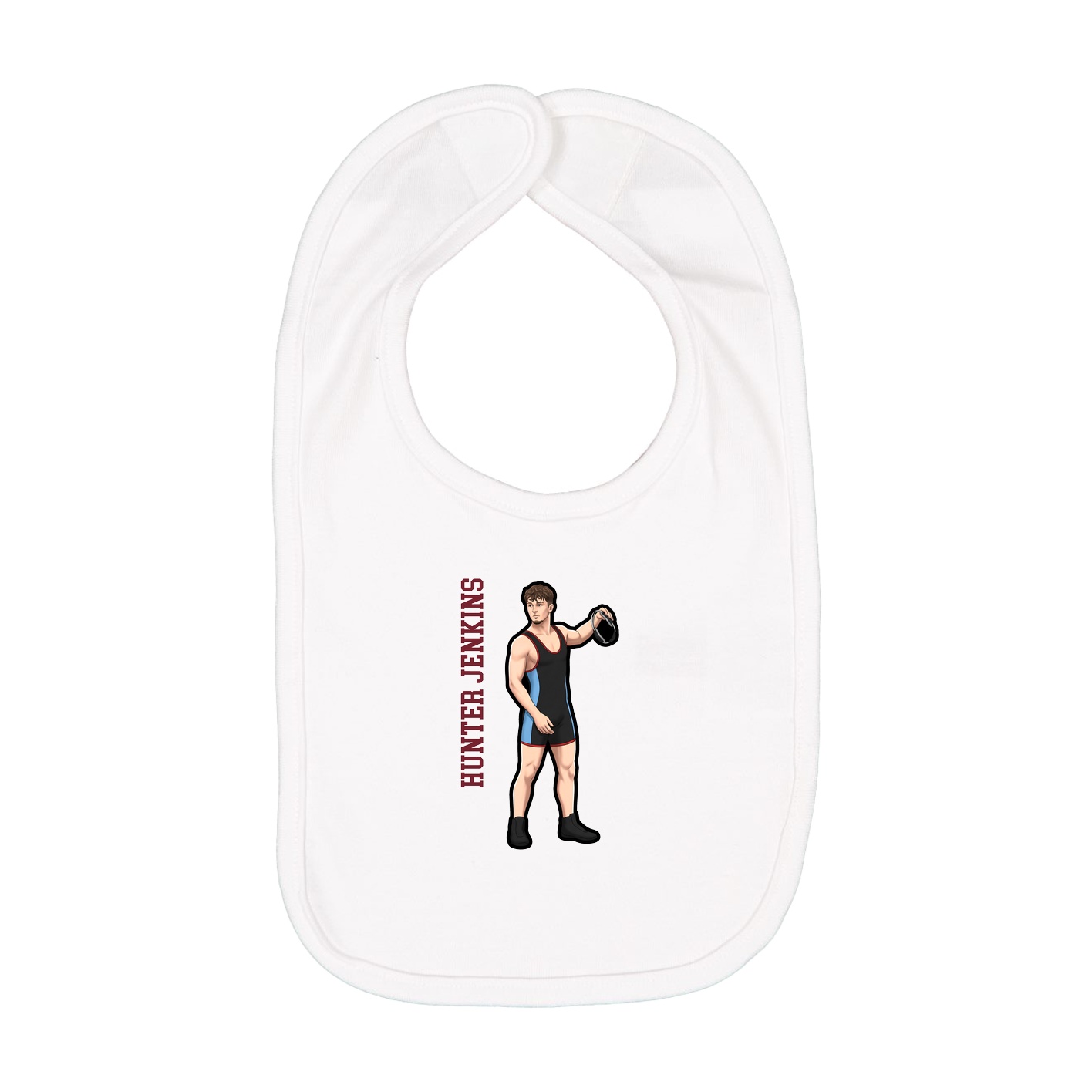Infant Bib — Name Vertical in White
