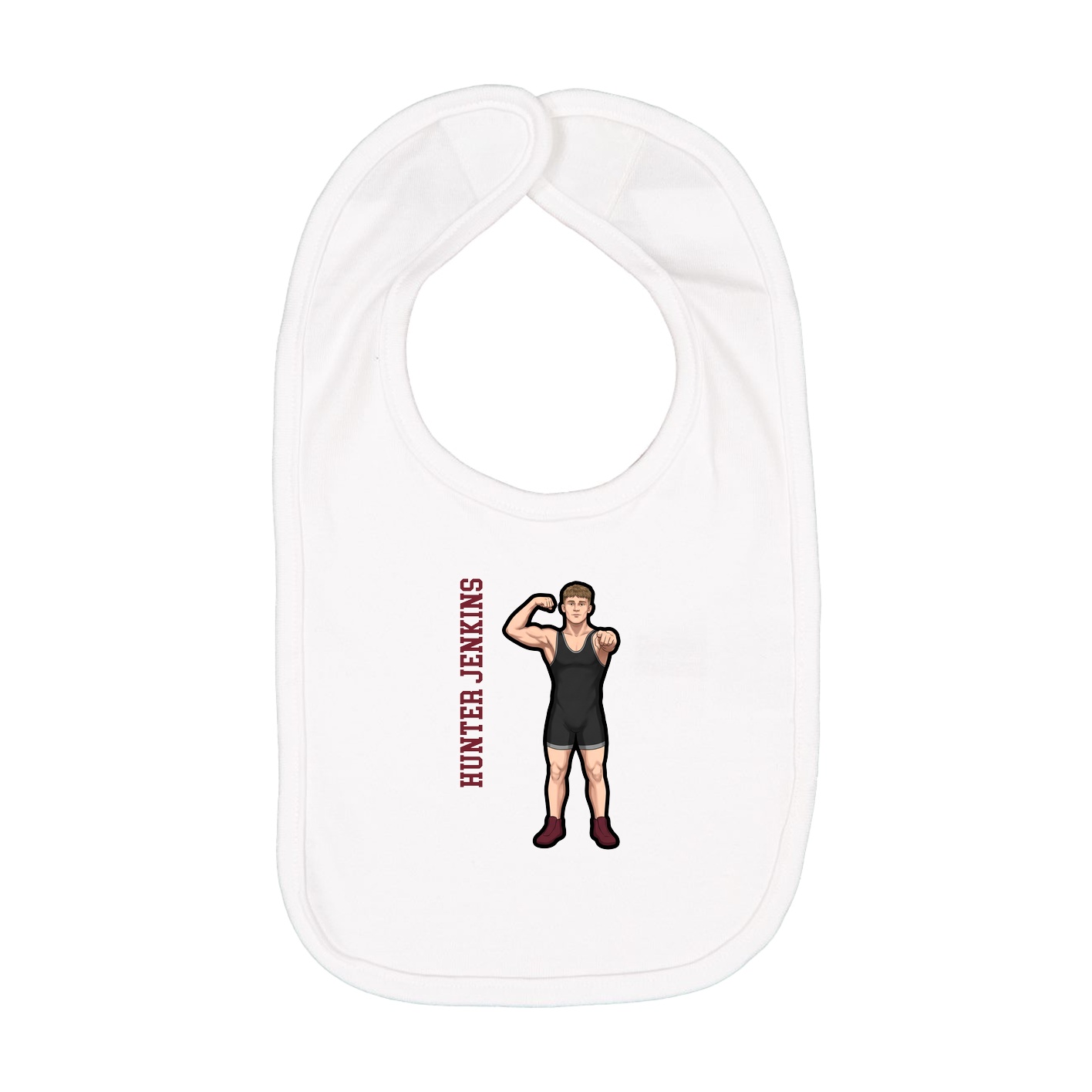 Infant Bib — Name Vertical in White