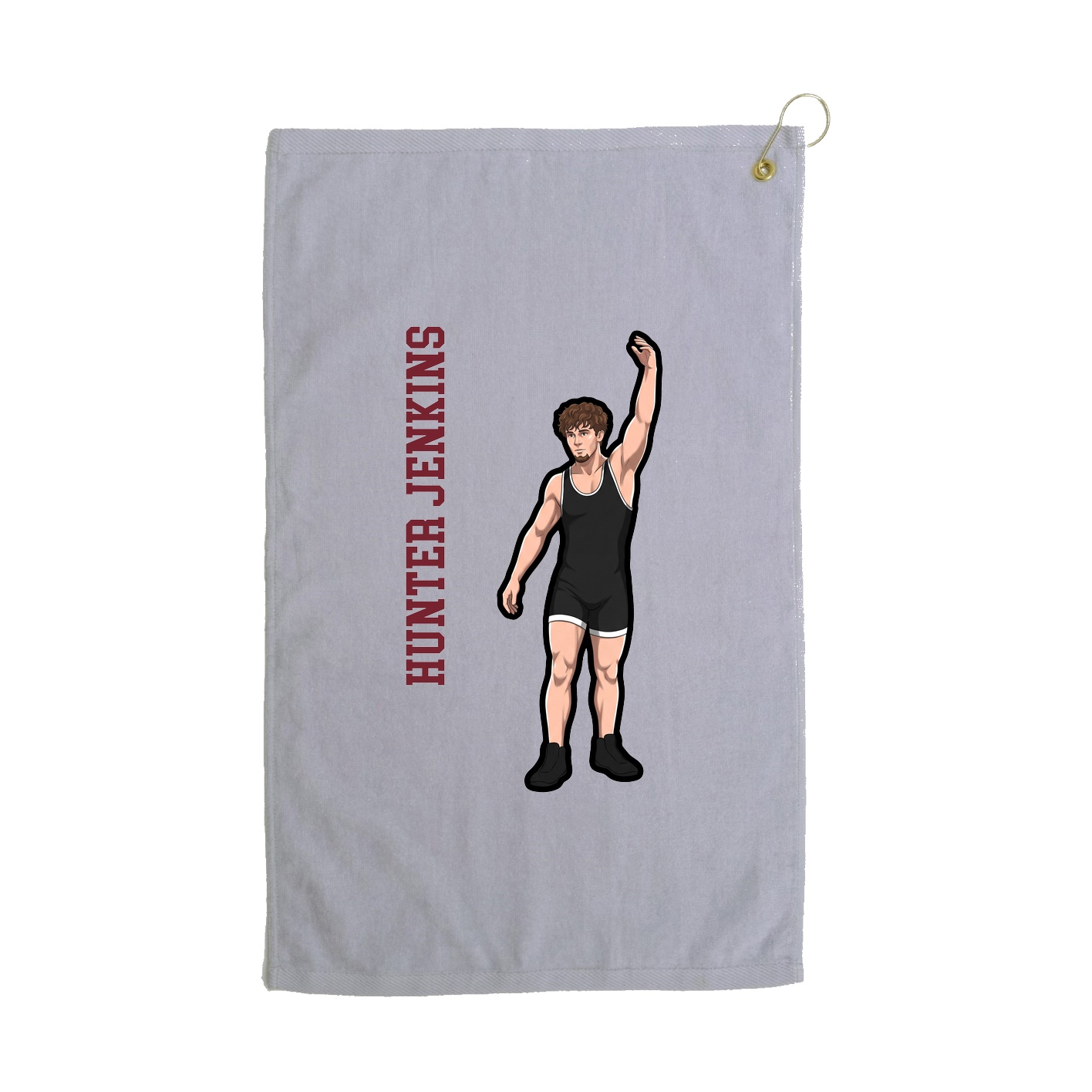 Golf Towel — Name Vertical in Grey