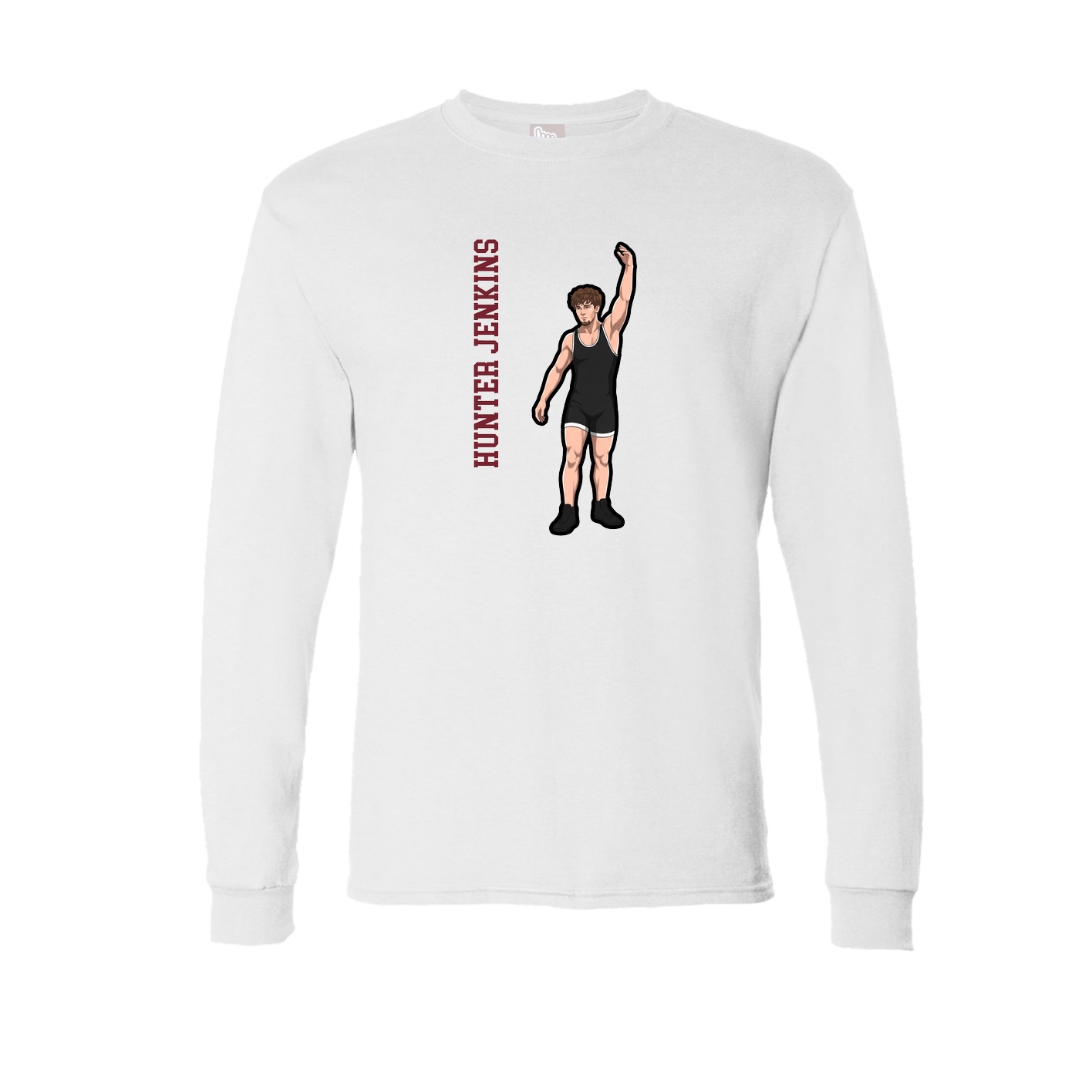 Long Sleeve Tee — Name Vertical in White