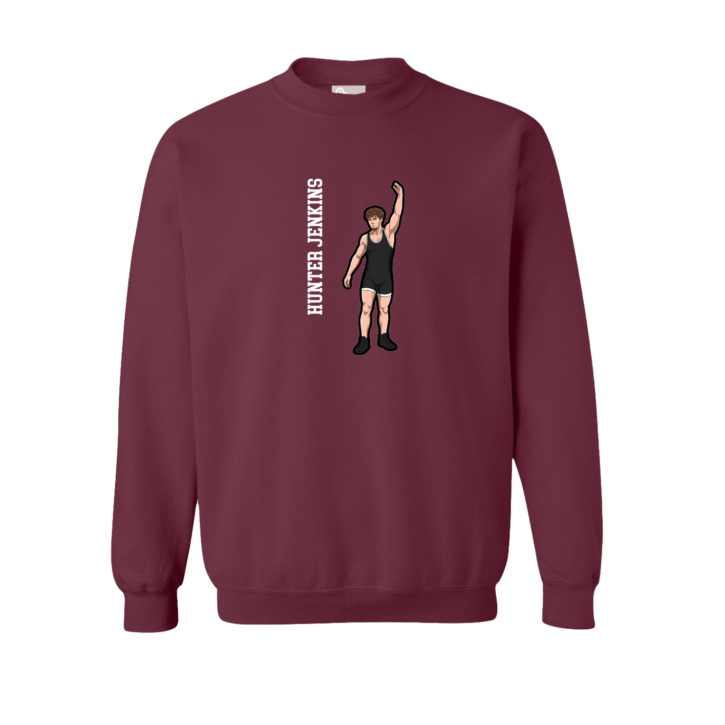 Fleece Crew — Name Vertical in Maroon