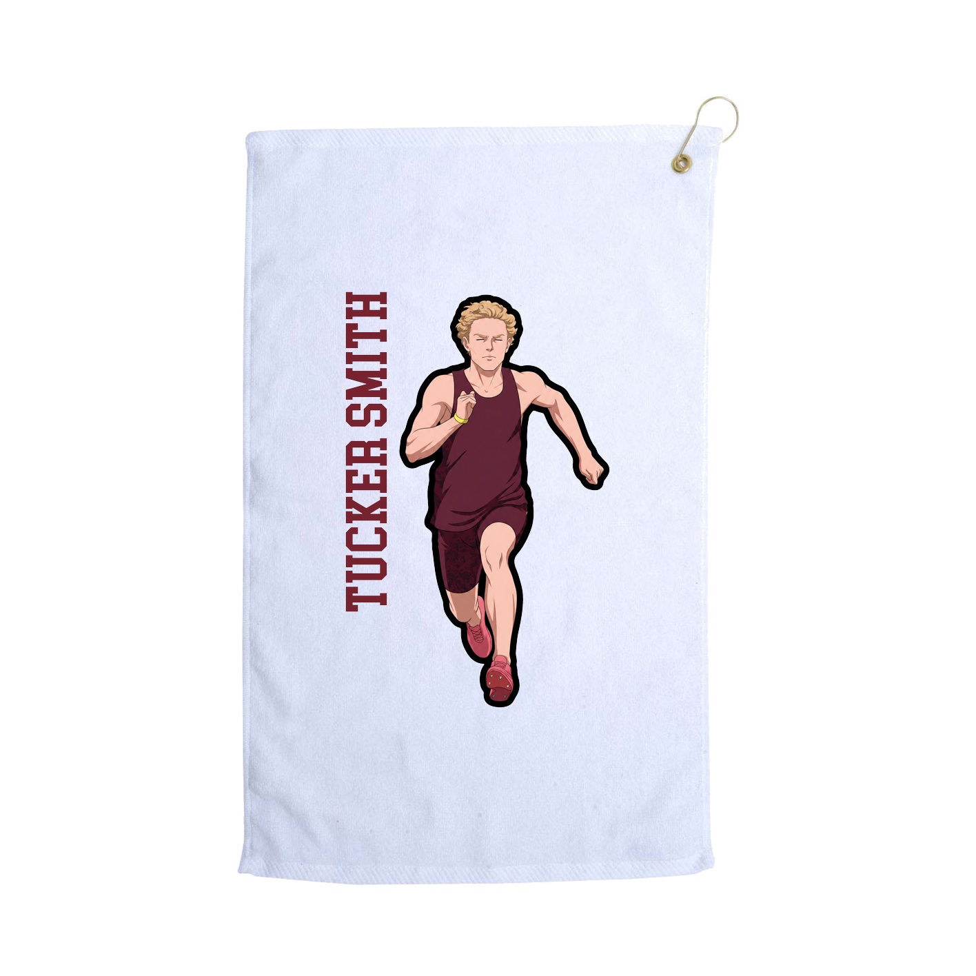 Golf Towel — Name Vertical in White