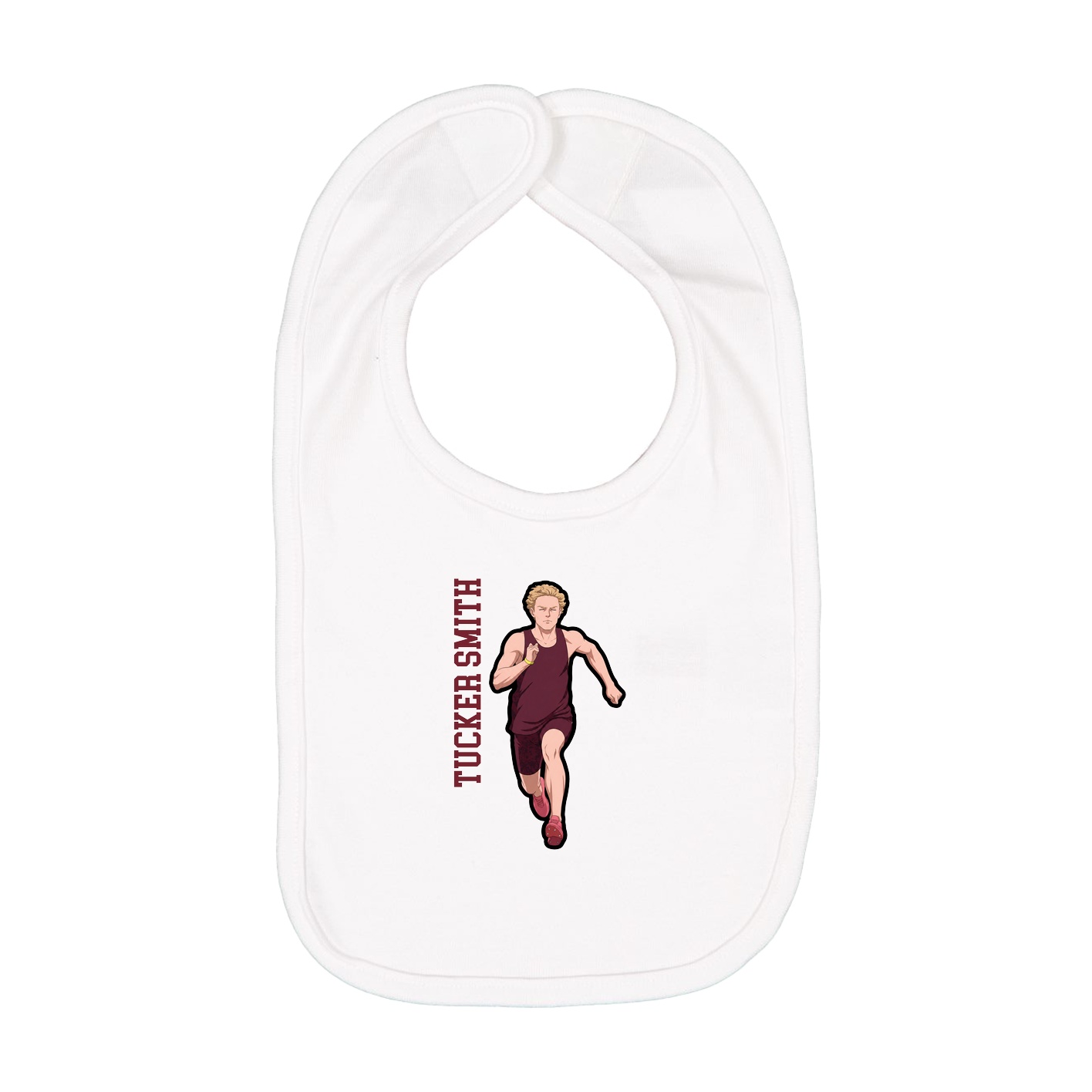 Infant Bib — Name Vertical in White