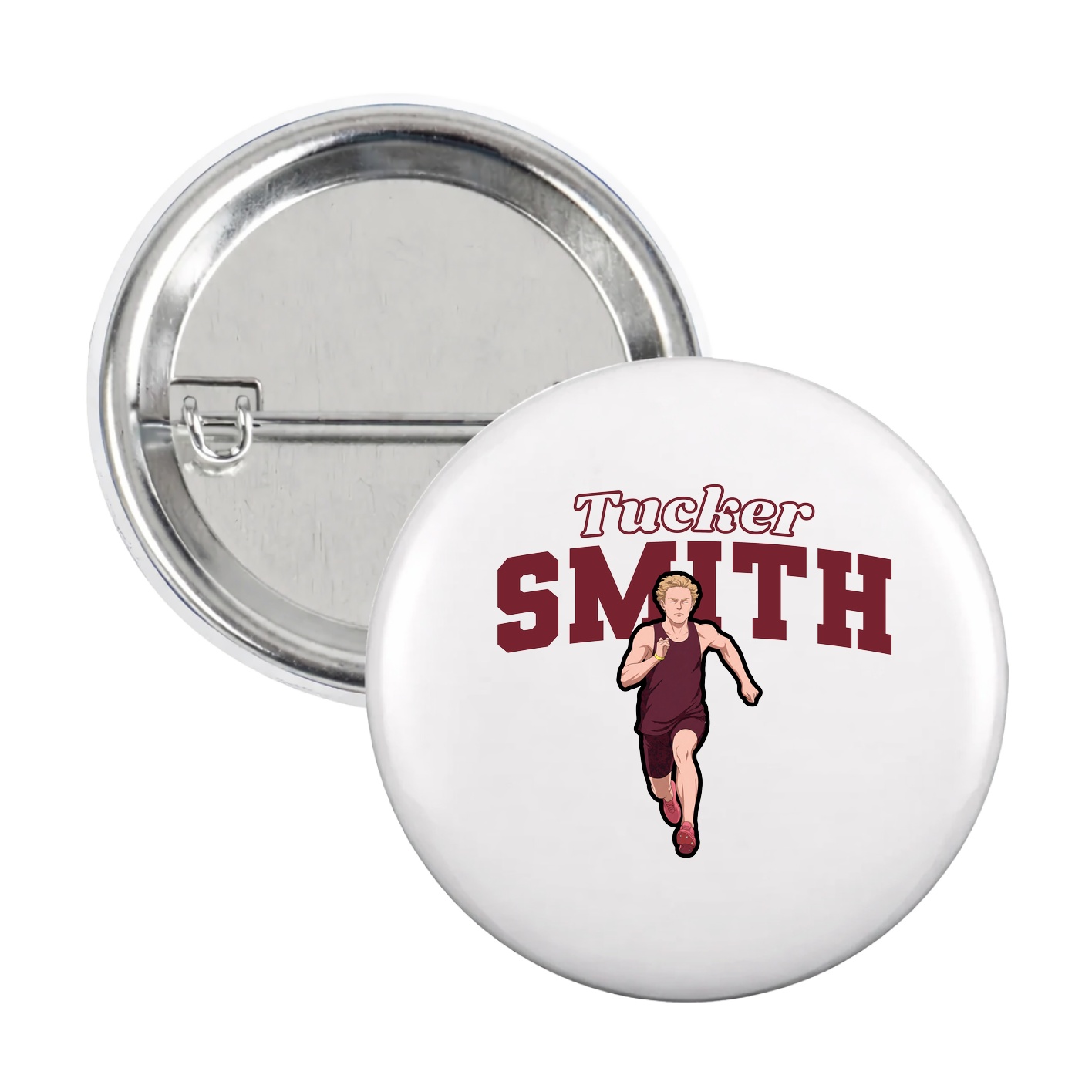 Game Day Button — Name Arch in White