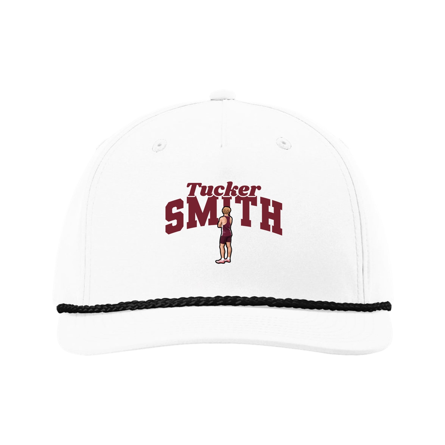 Five-Panel Classic Rope Cap — Signature Arch in White