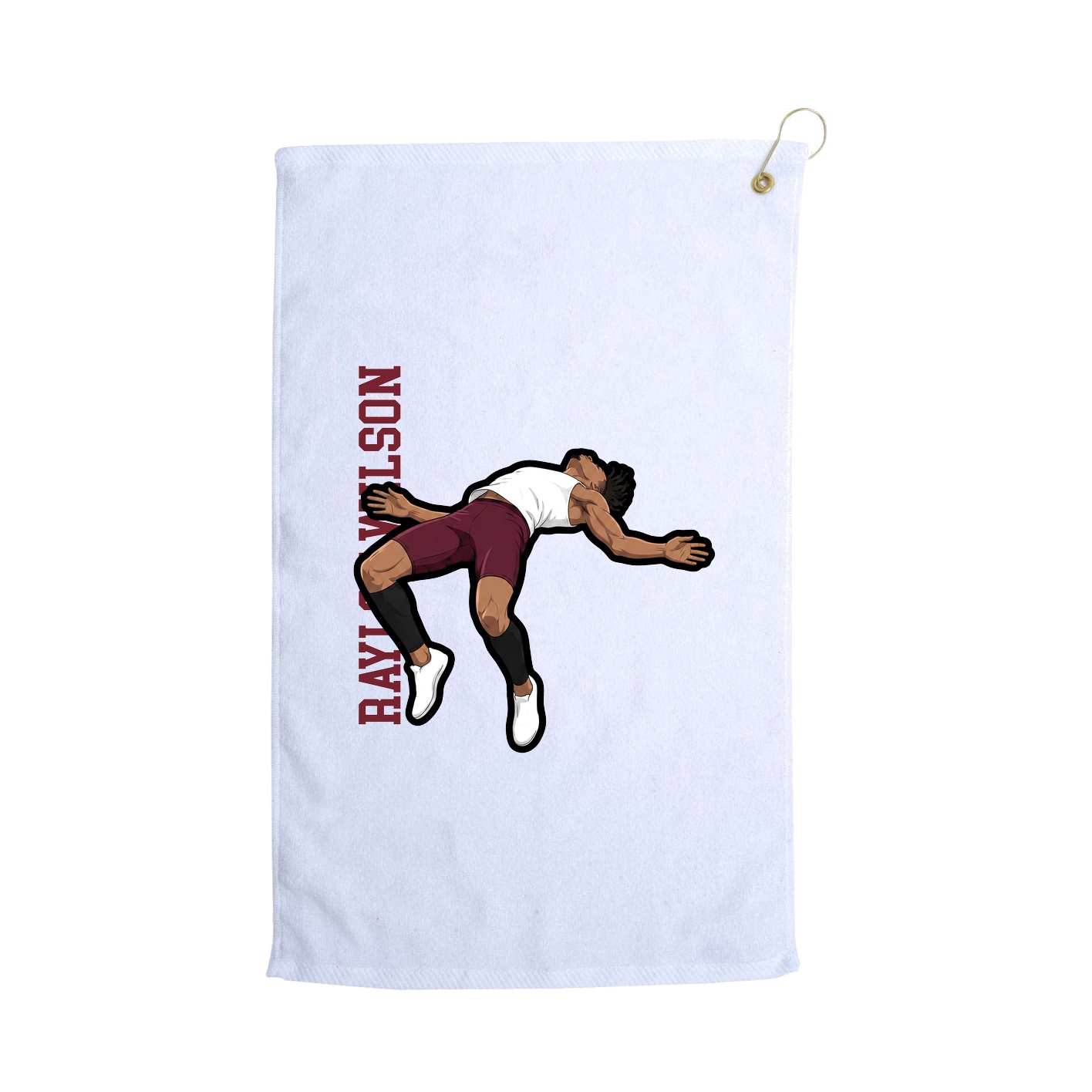 Golf Towel — Name Vertical in White