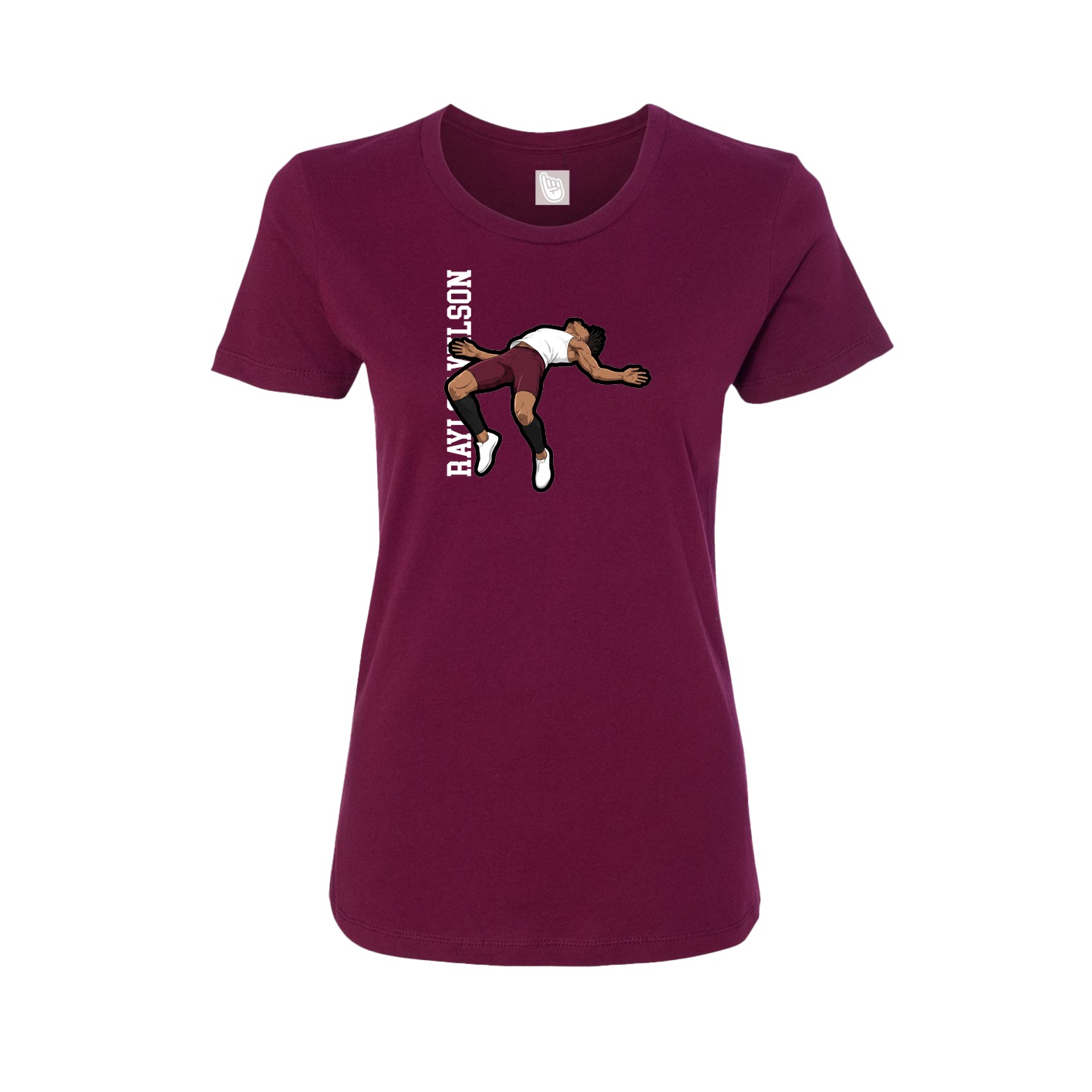 Womens Tee — Name Vertical in Maroon