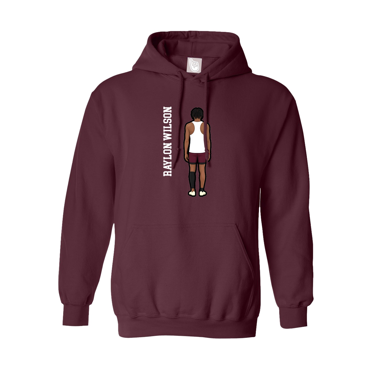 Hoodie — Name Vertical in Maroon